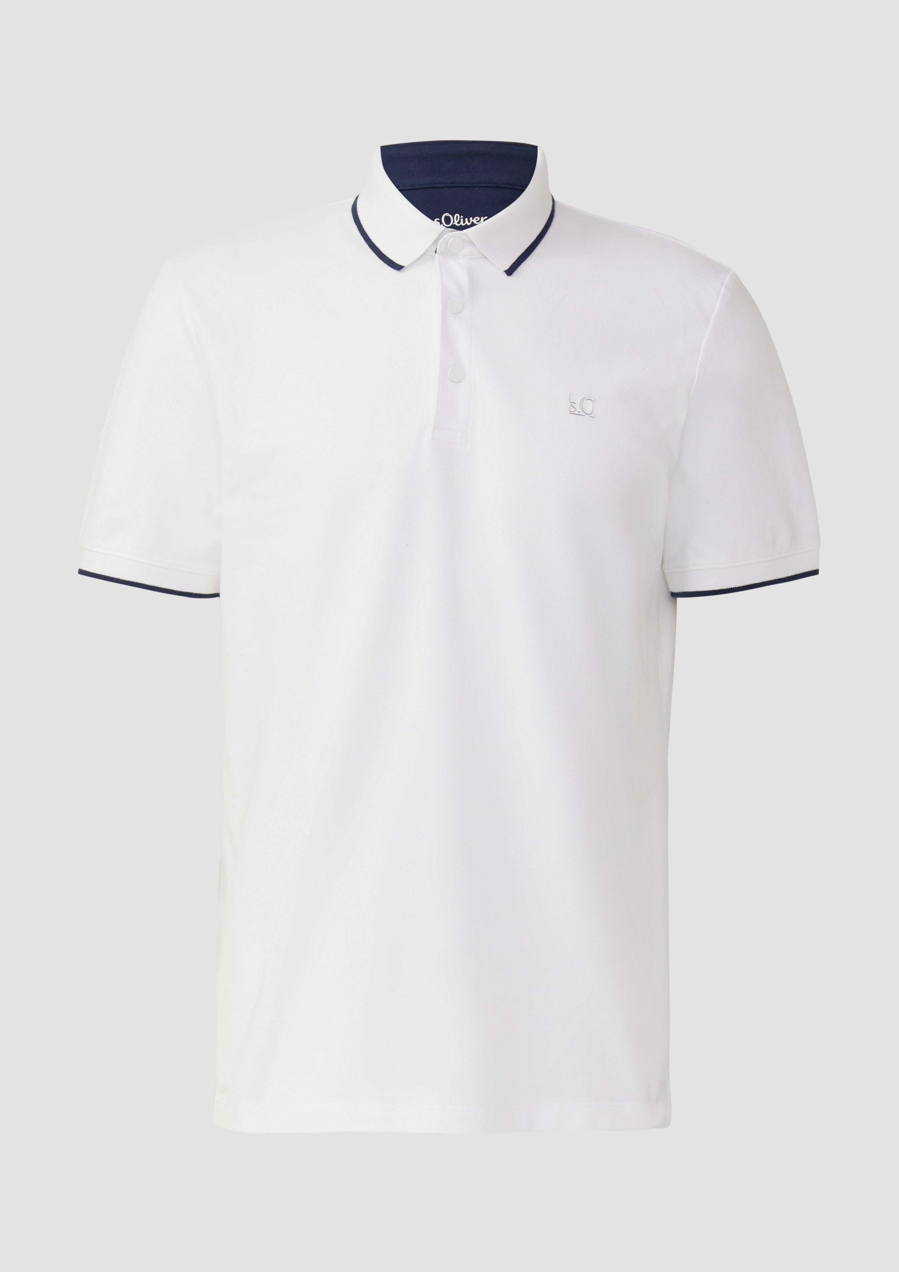 s.Oliver - Sportives Piqué-Poloshirt mit Kontrast-Details, Herren, weiß