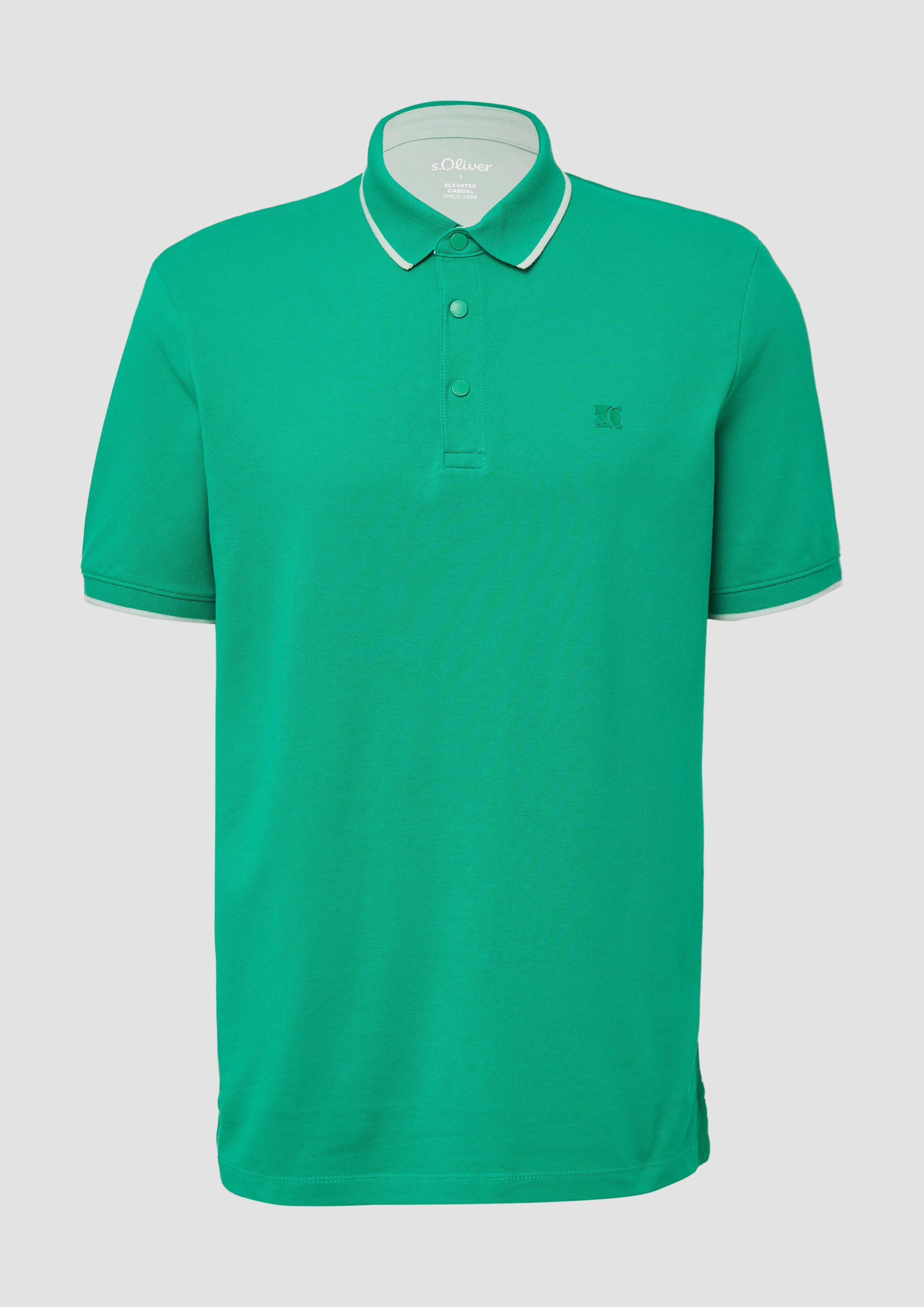 s.Oliver - Sportives Piqué-Poloshirt mit Kontrast-Details, Herren, grün