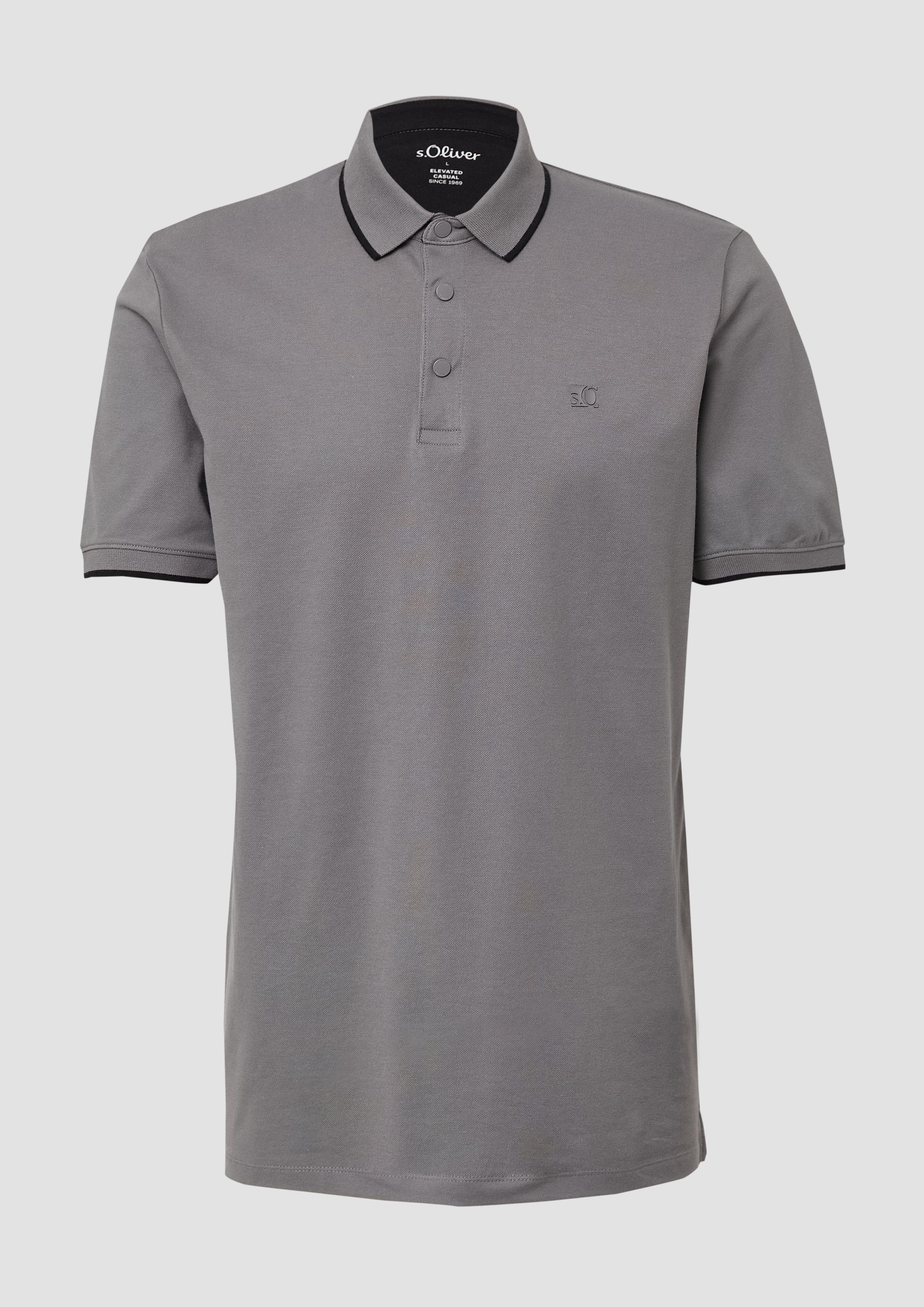 s.Oliver - Sportives Piqué-Poloshirt mit Kontrast-Details, Herren, grau