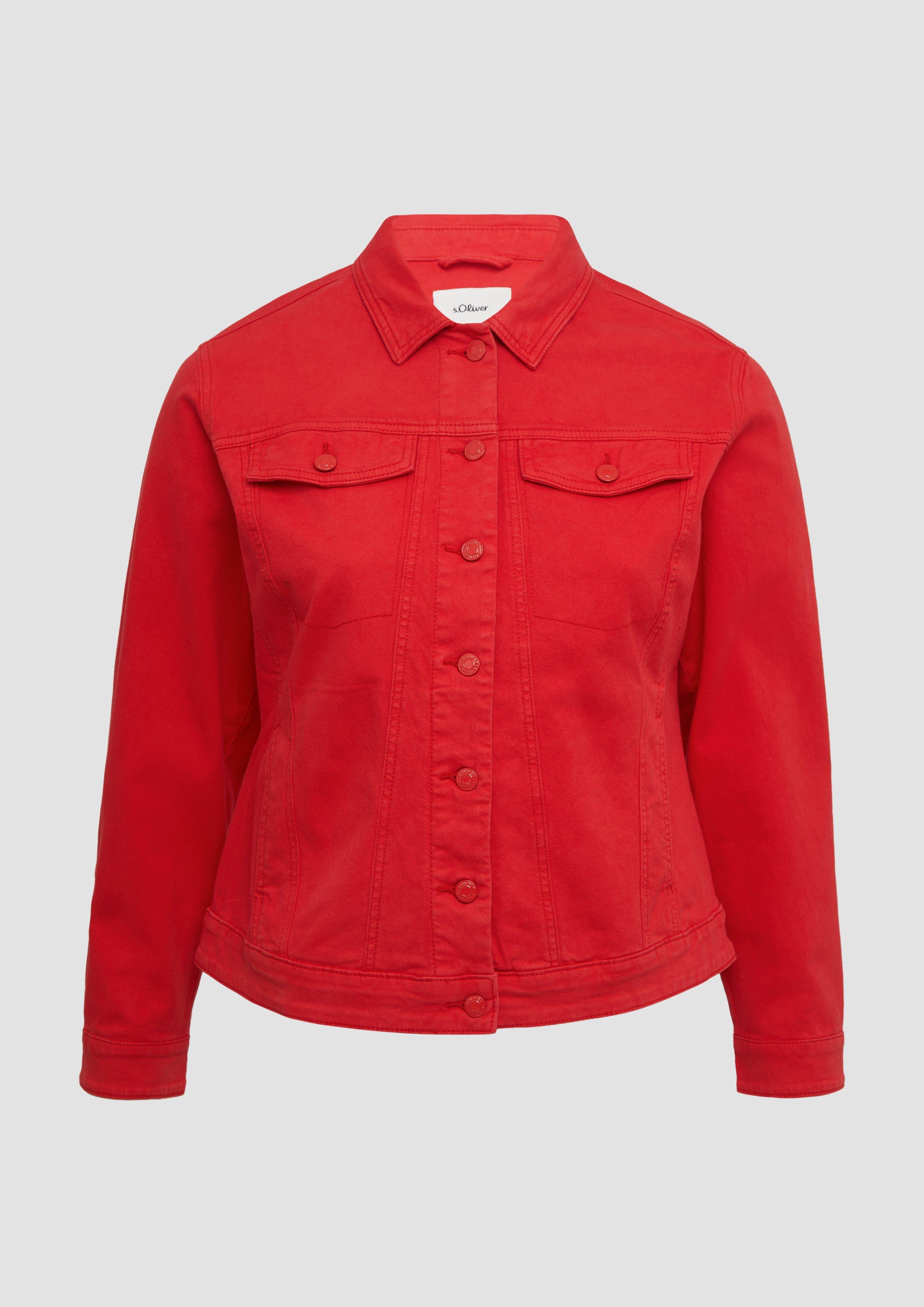 s.Oliver - Elastische Jeansjacke mit seitlichen Eingrifftaschen, Damen, rot