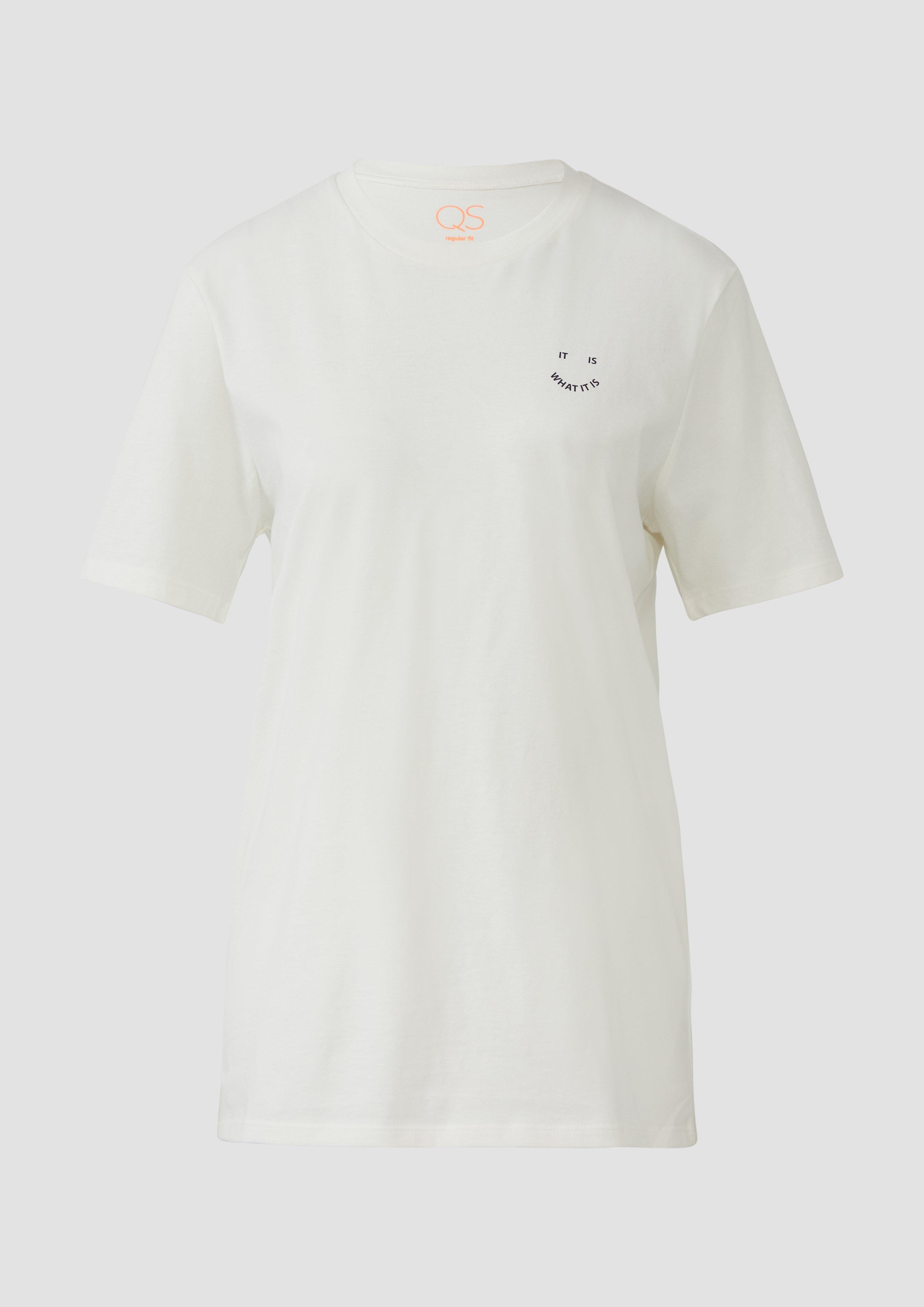QS - Unisex T-Shirt mit Rückenprint, Damen, creme