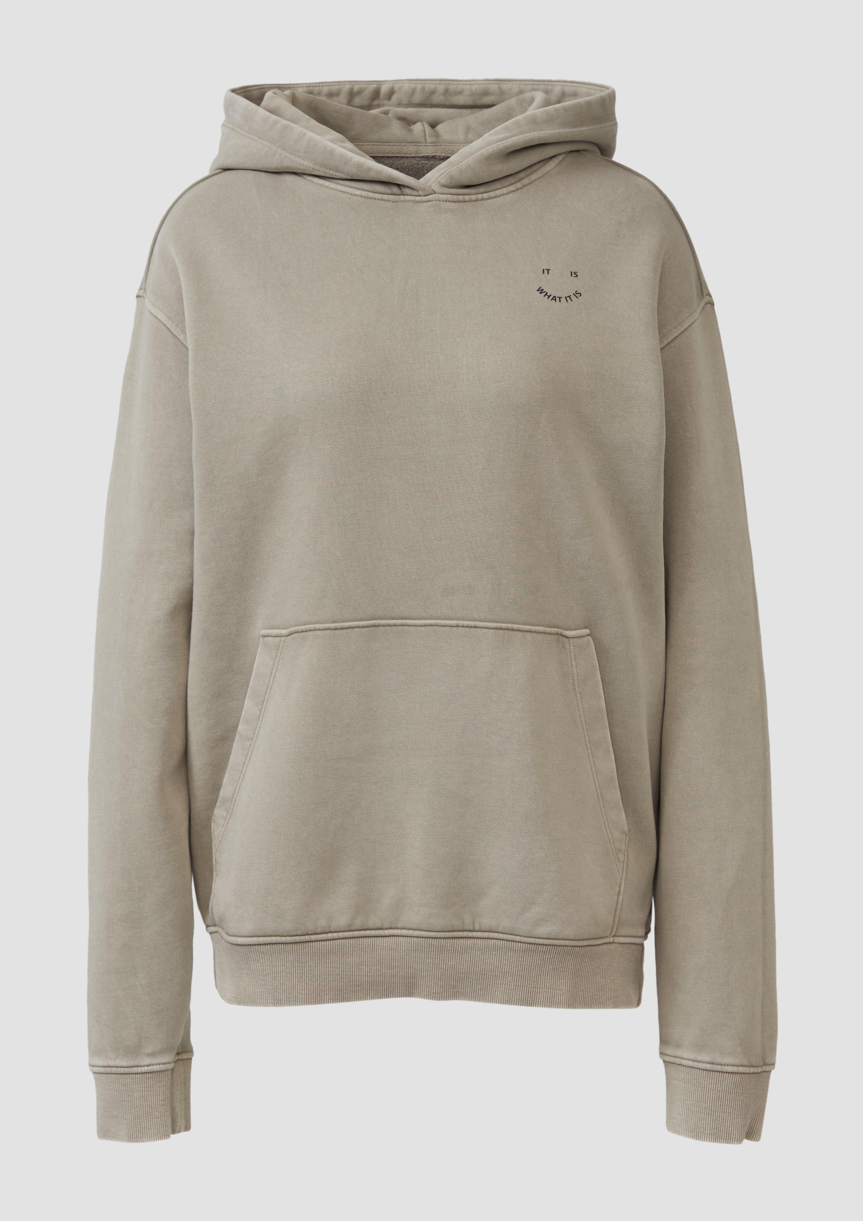 QS - Unisex Sweatshirt mit Backprint und Wascheffekt, Damen, grau