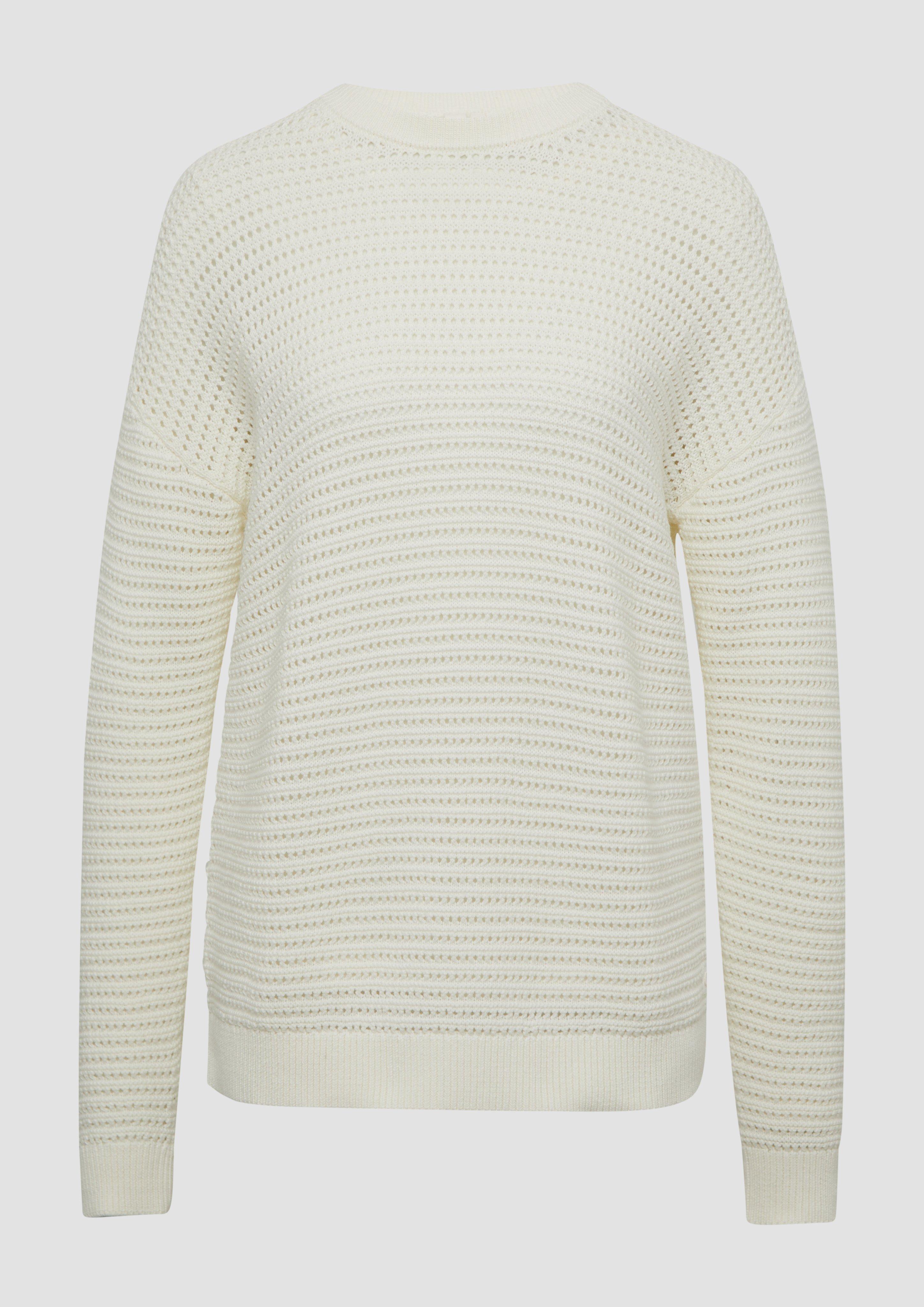 QS - Unisex Pullover mit Ajourmuster, Damen, creme