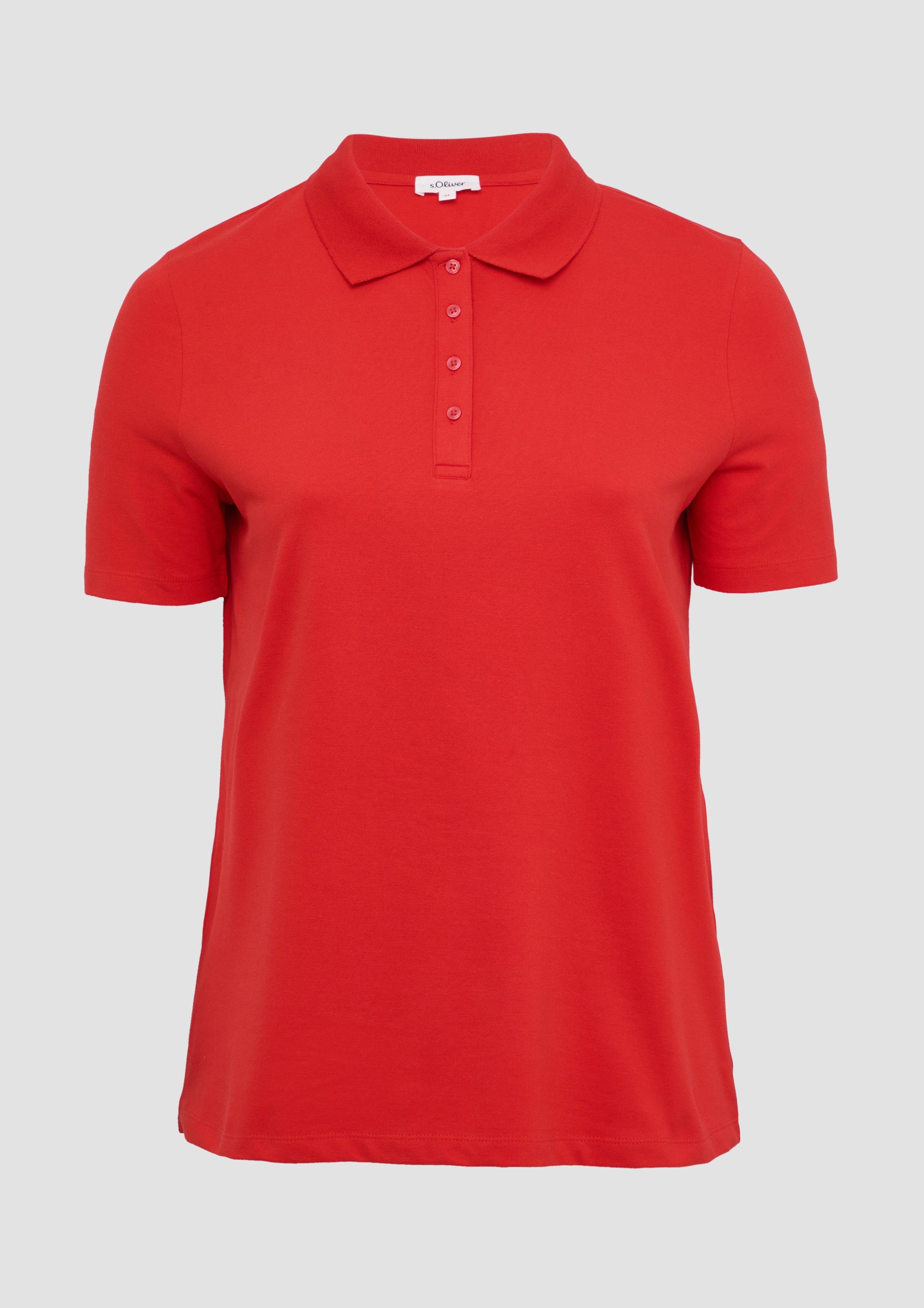 s.Oliver - Piqué-Poloshirt aus Baumwollmix, Damen, rot