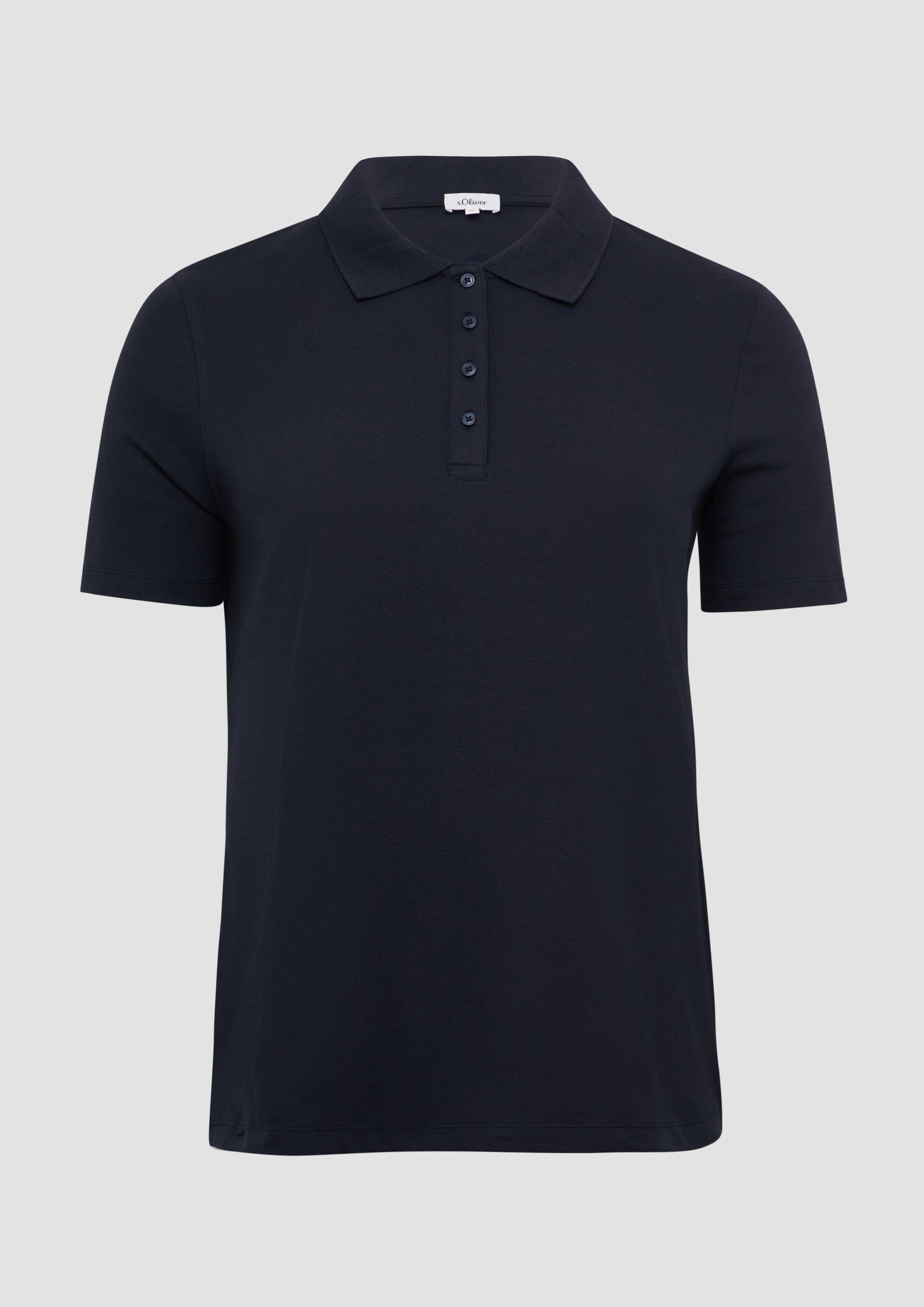 s.Oliver - Piqué-Poloshirt aus Baumwollmix, Damen, blau