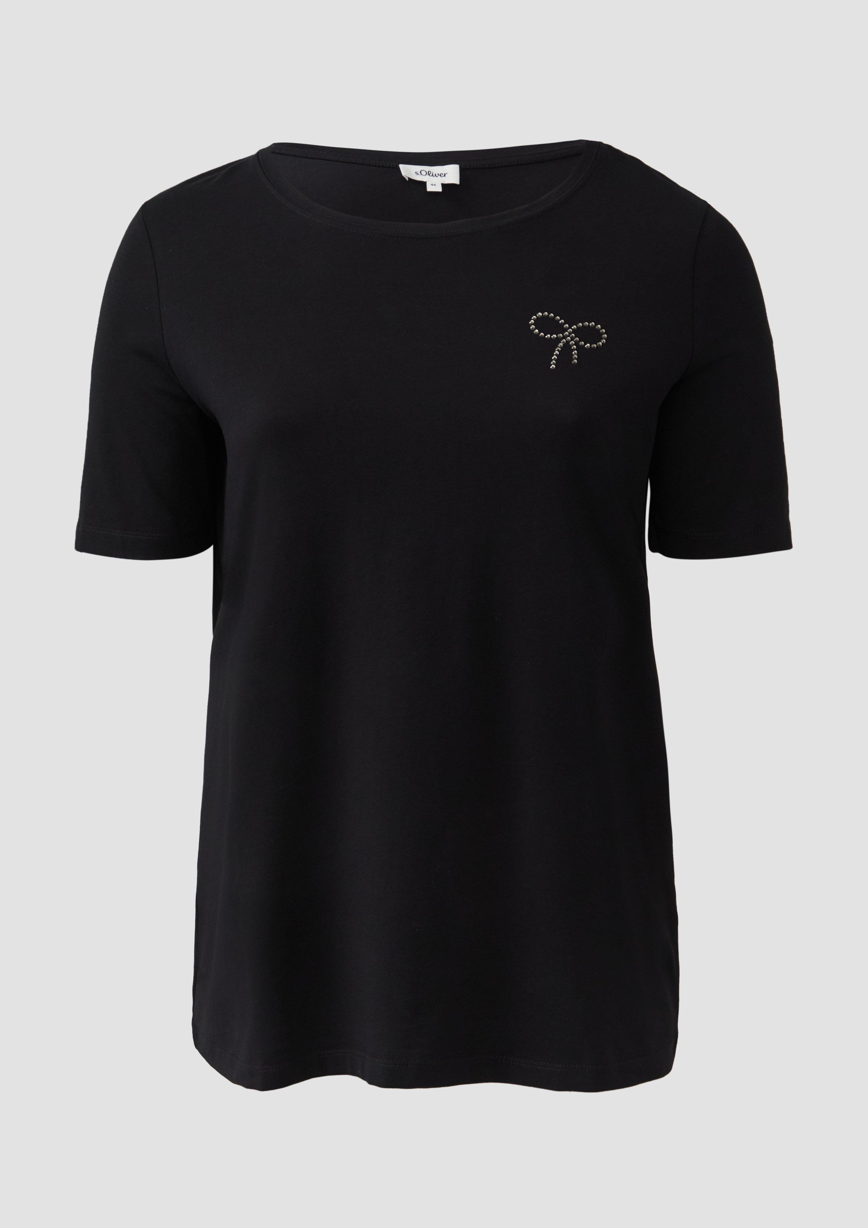 s.Oliver - Jersey-T-Shirt mit Applikation, Damen, schwarz