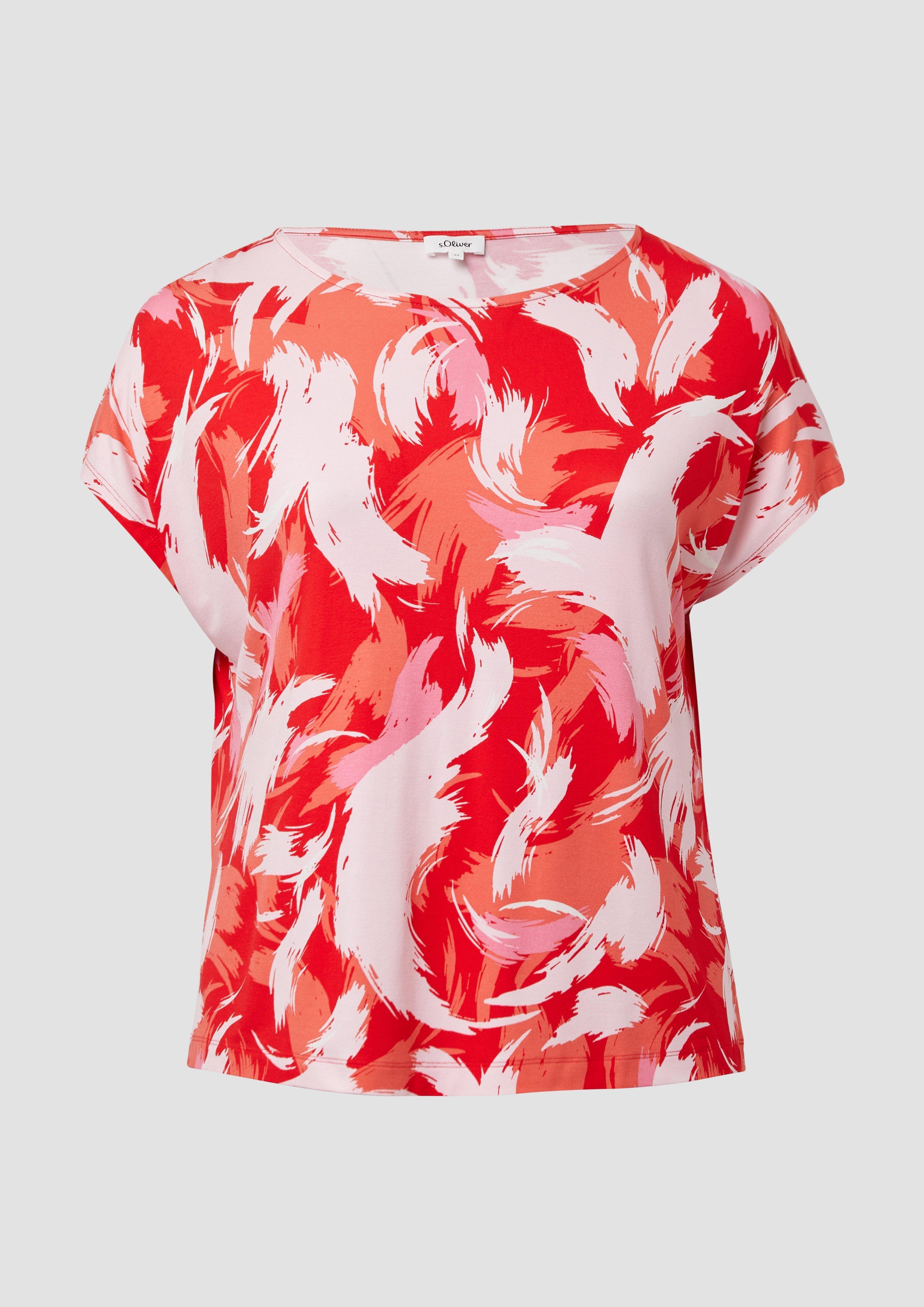 s.Oliver - T-Shirt aus Viskosemix im Relaxed Fit, Damen, rot