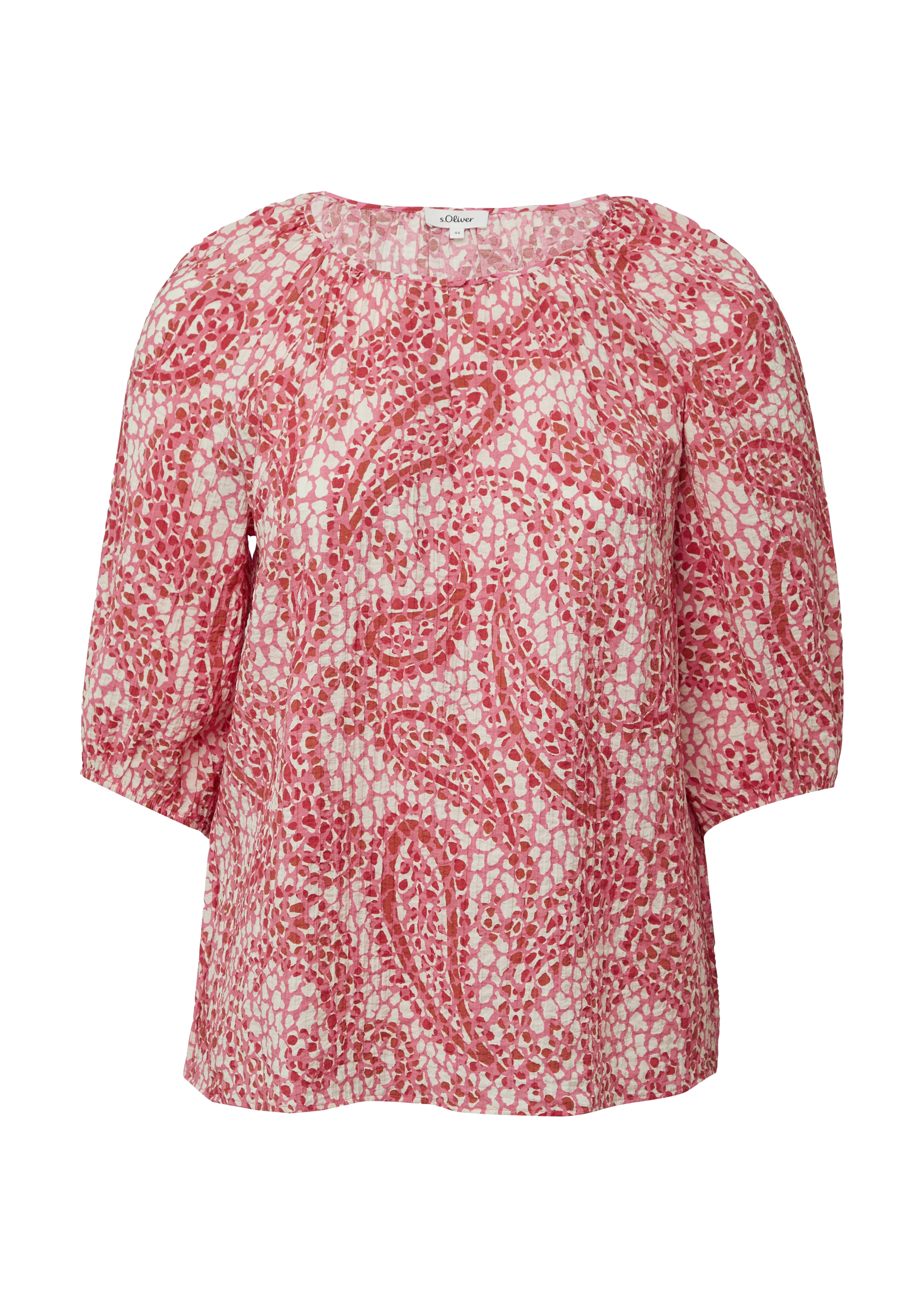 Strukturierte Relaxed-Fit-Bluse mit Raffungen und Raglanärmeln