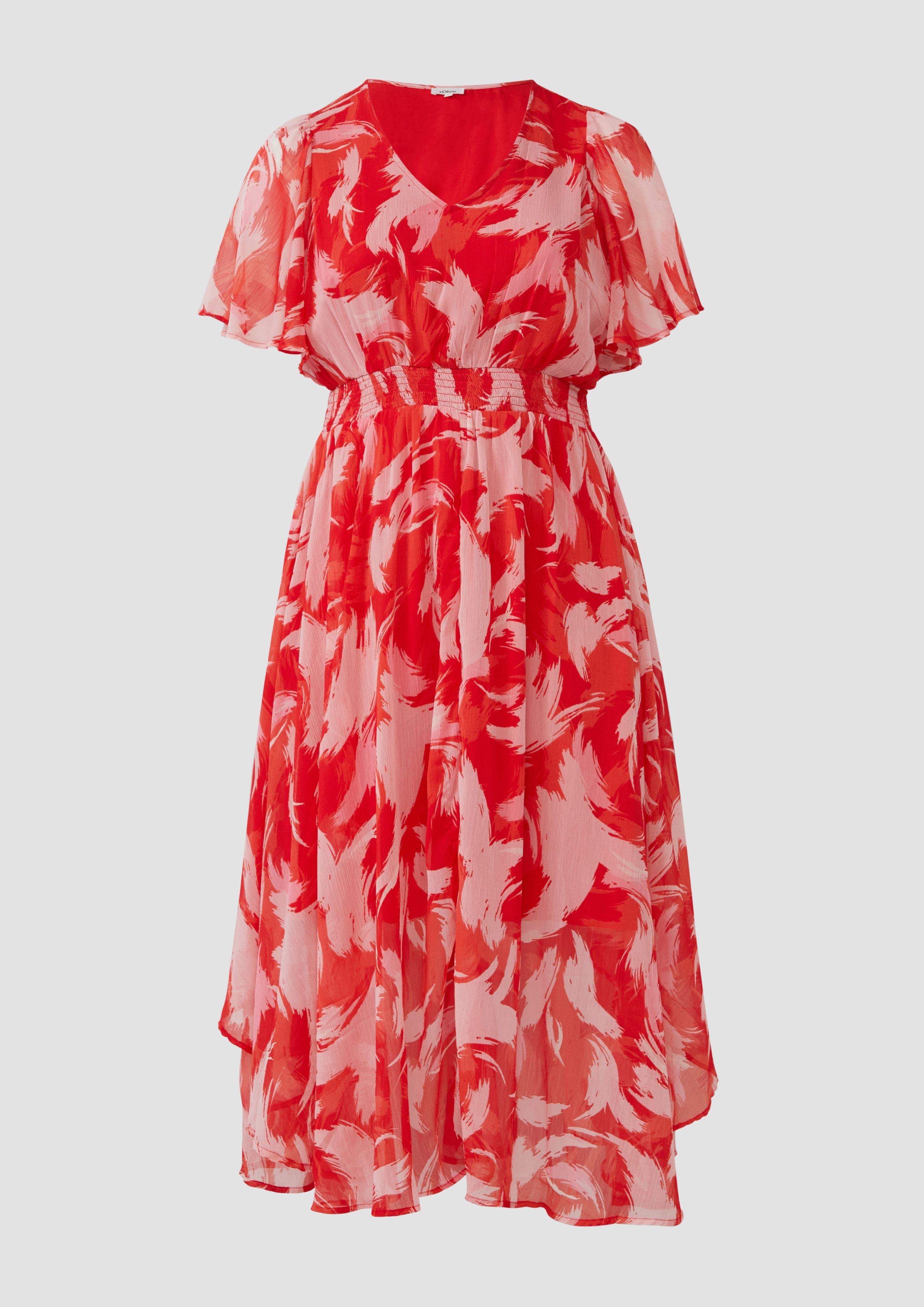 s.Oliver - Maxikleid aus Chiffon mit gesmokter Taille, Damen, rot