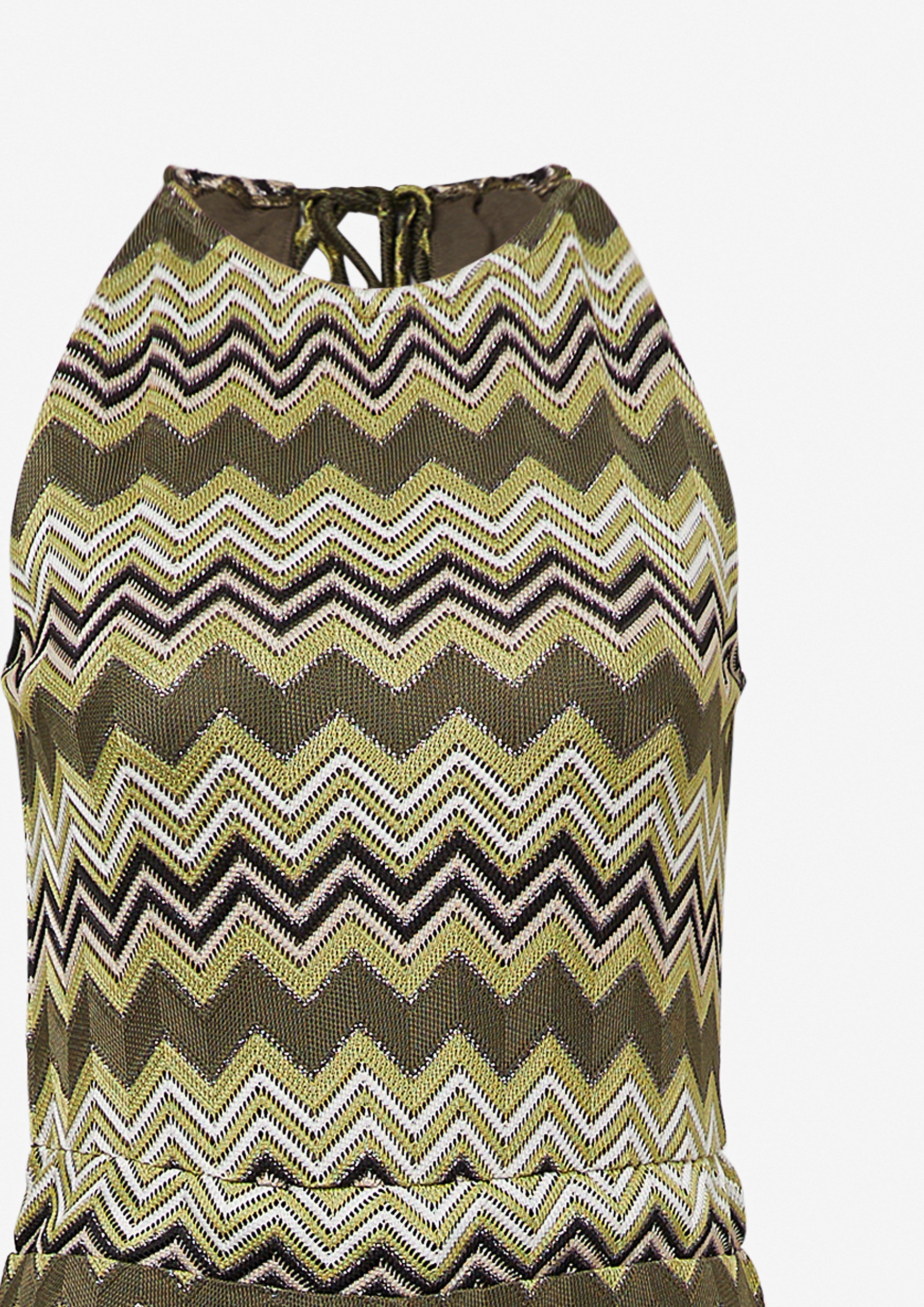 Knit jumpsuit with a zig-zag pattern - Green | SCAYLE