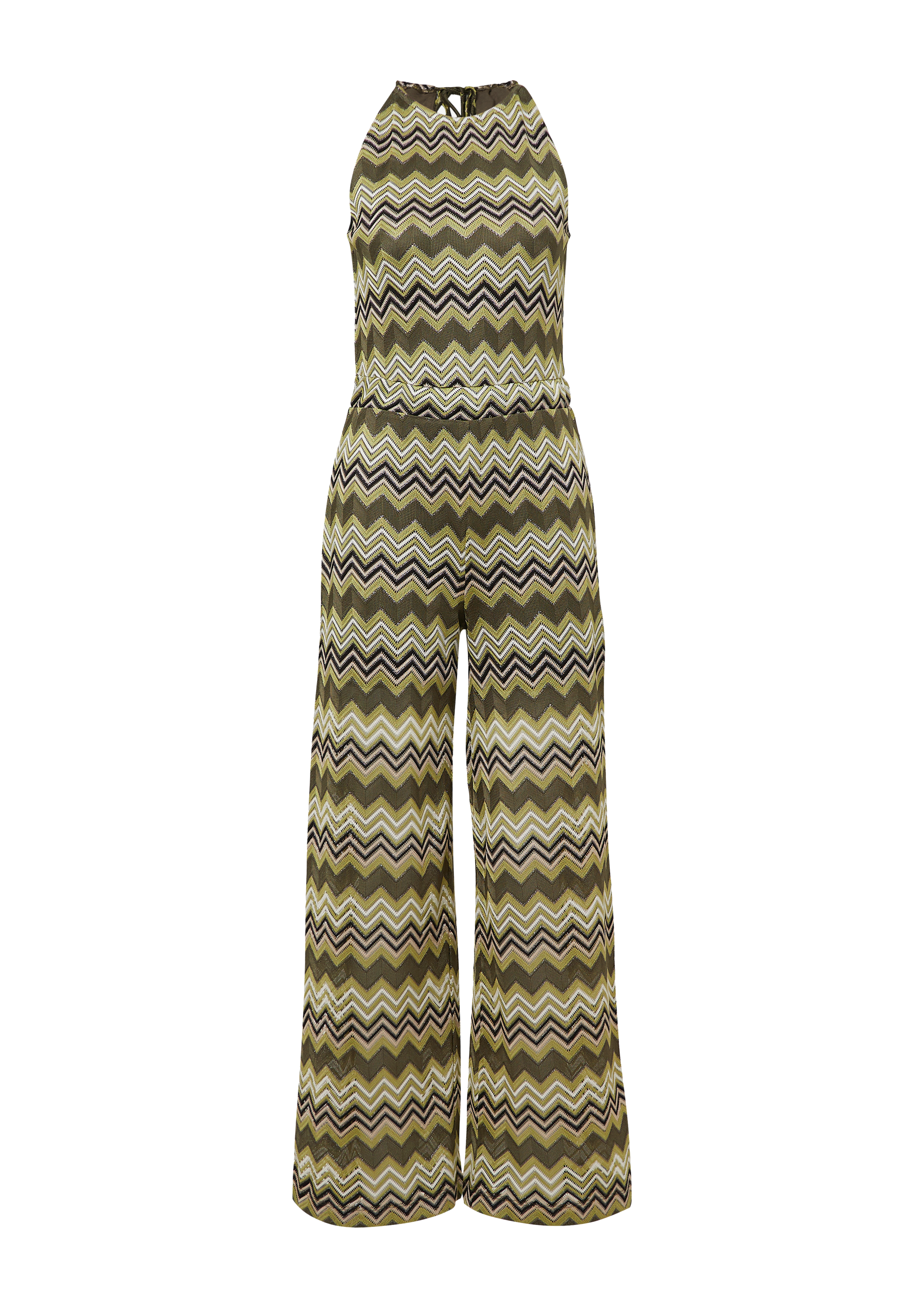 jumadiba着用Hand-knitted soonerorlater Knit jumpsuit with a zig-zag pattern - Green | SCAYLE