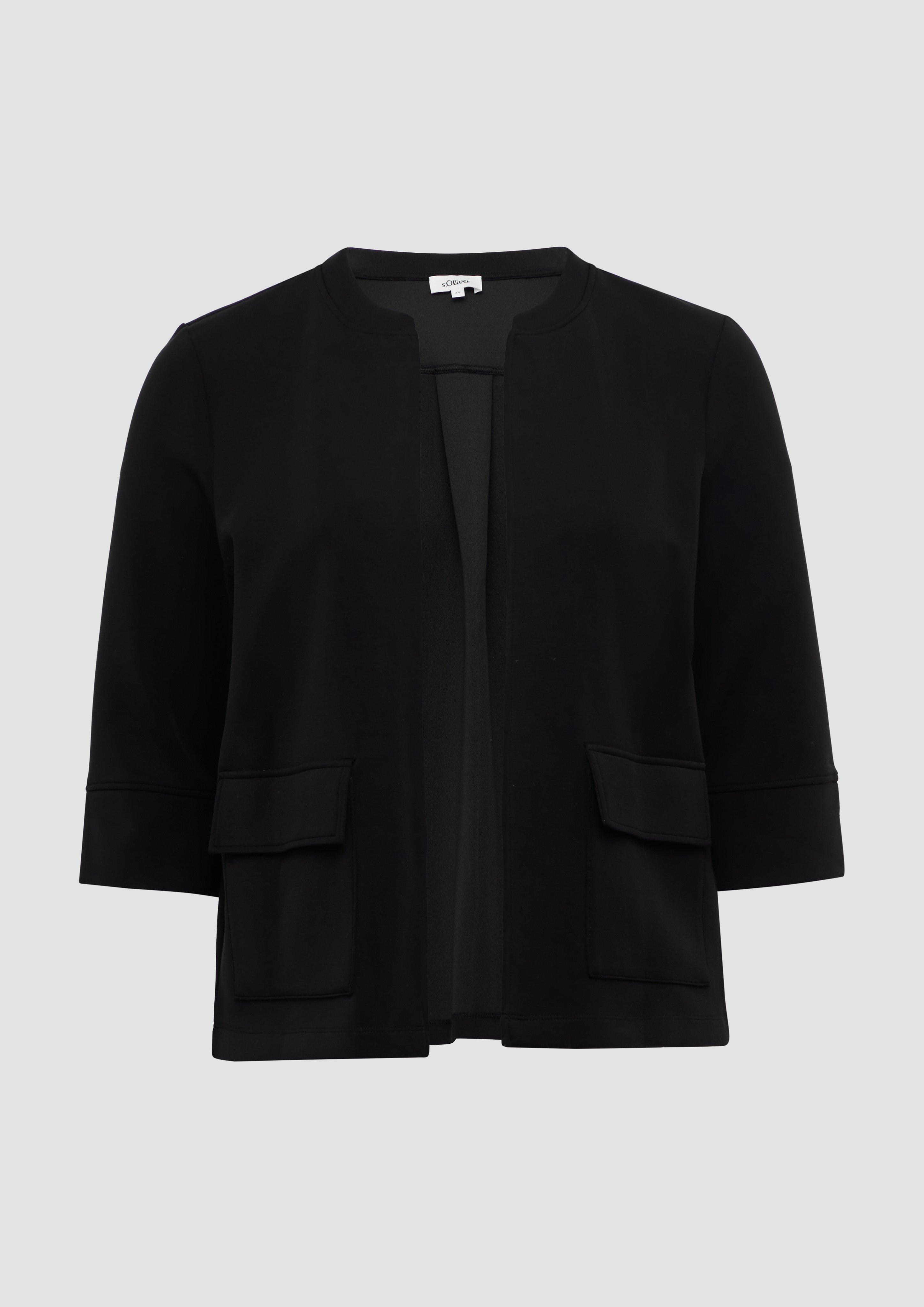 s.Oliver - Scuba-Sweatjacke mit 3/4-Ärmeln, Damen, schwarz