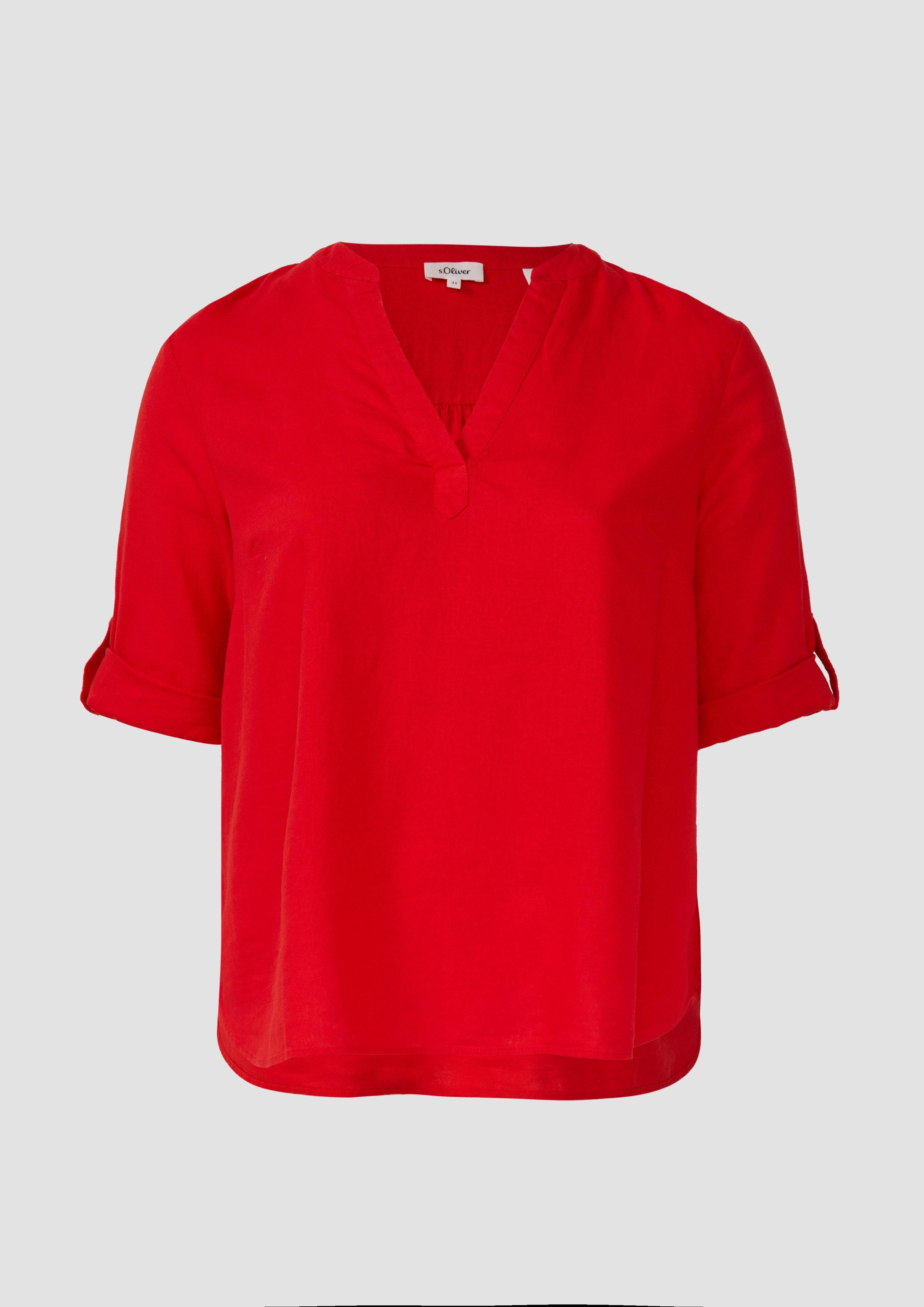 Thumbnail - s.Oliver - Leinenmix-Bluse mit Turn-up, Damen, rot
