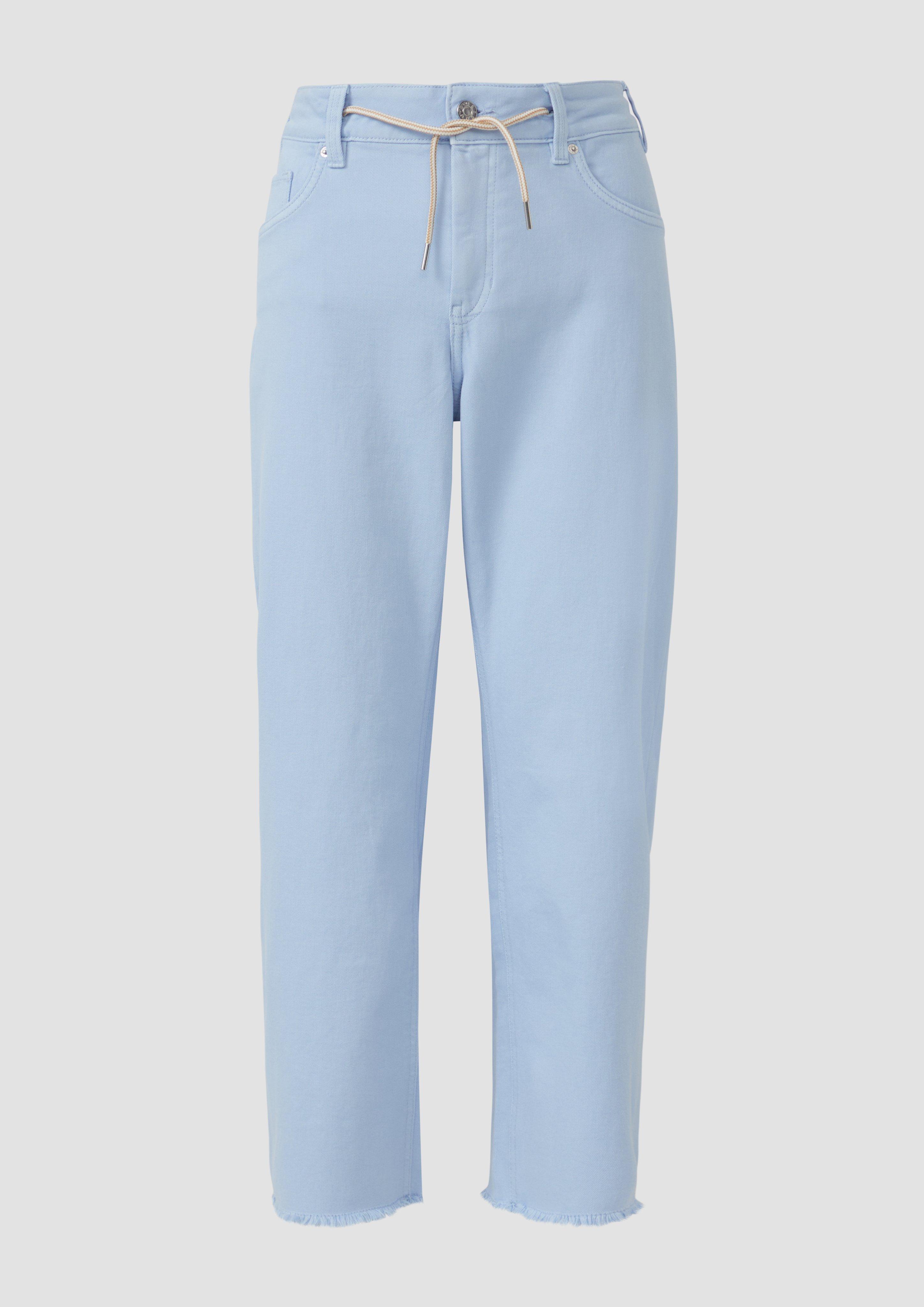 s.Oliver - Cropped-Jeans / Straight Fit / Mid Rise / Straight Leg / offener Saum, Damen, blau