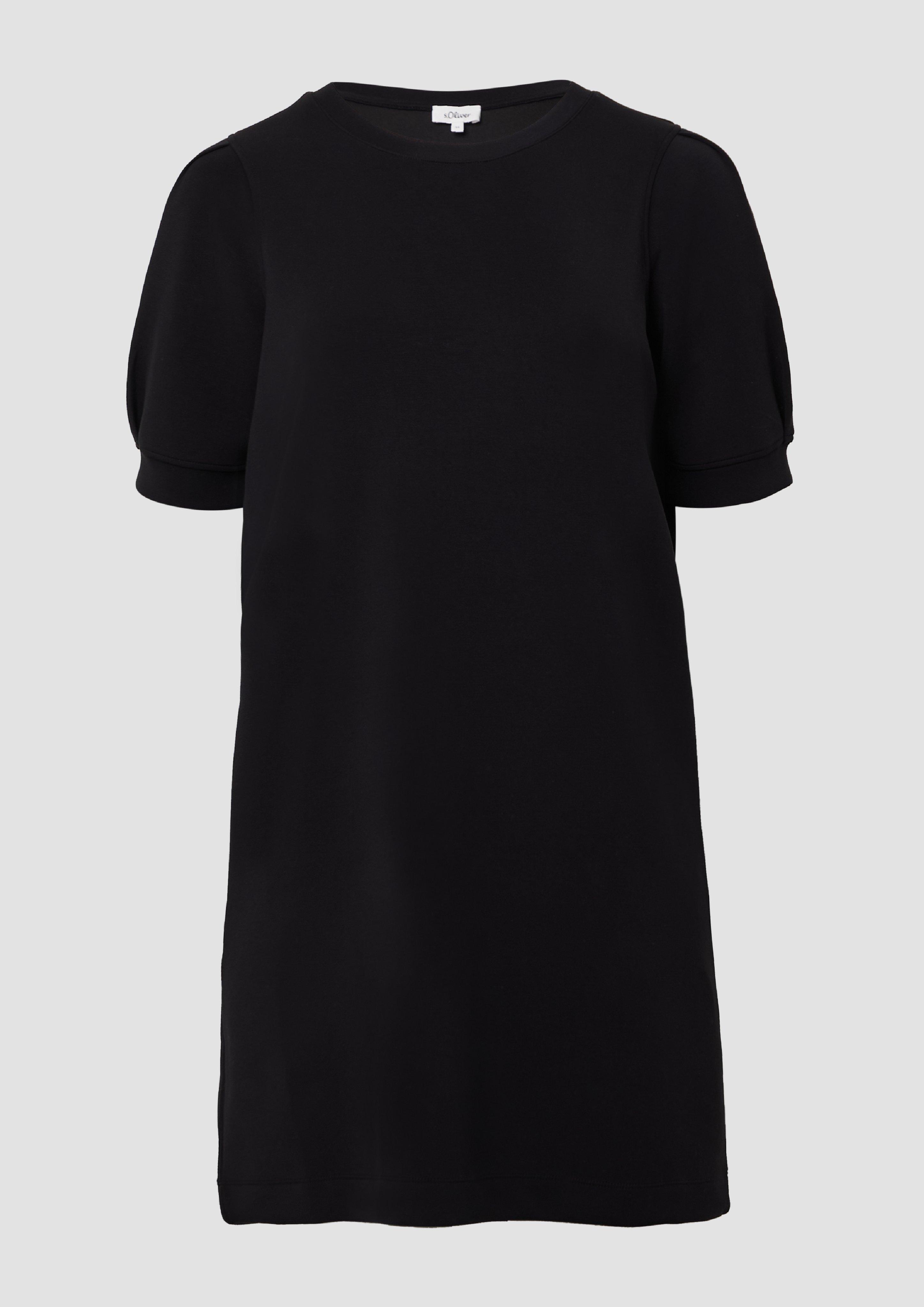 s.Oliver - Kurzes Scuba-Kleid mit Puffärmeln, Damen, schwarz