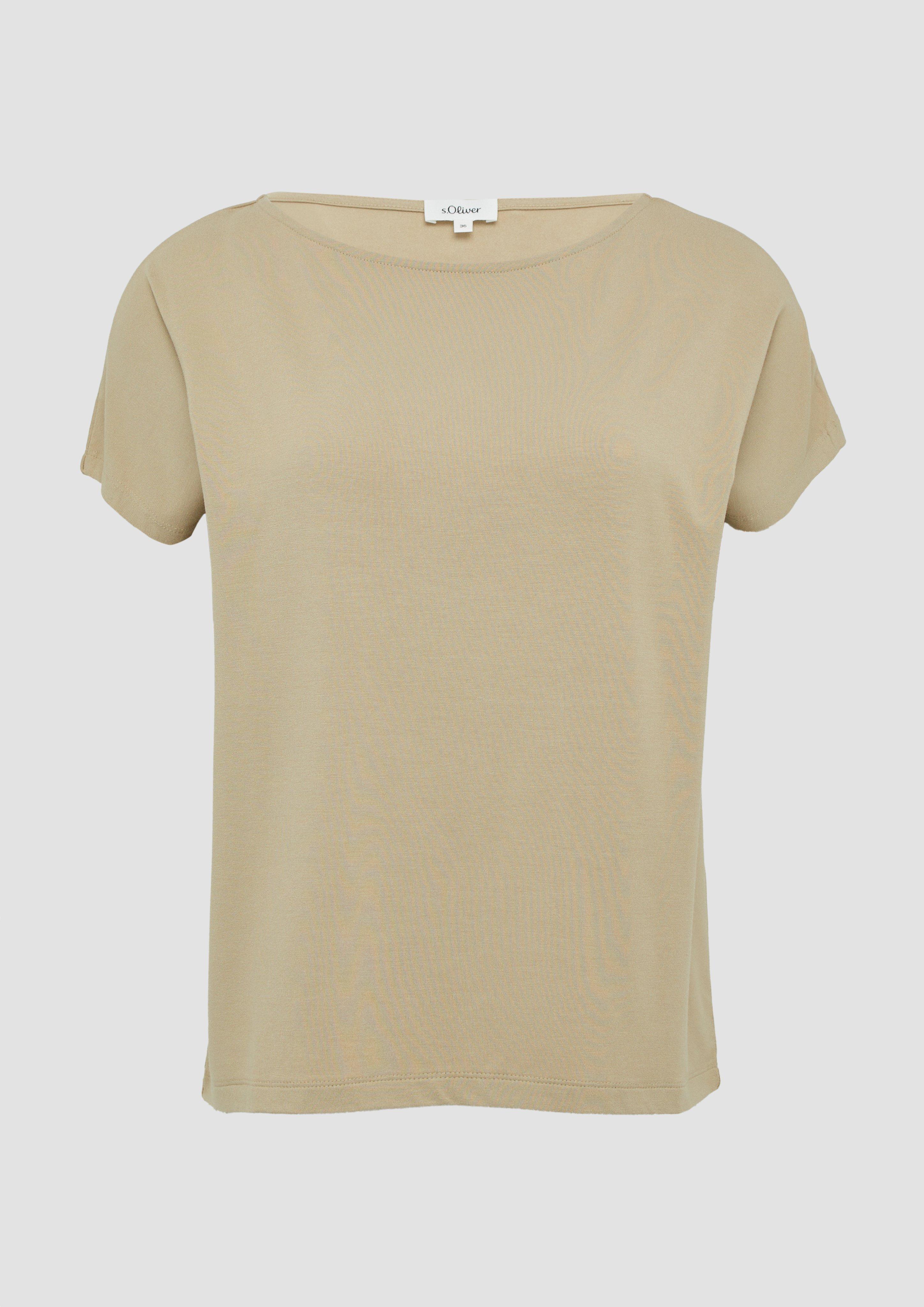 s.Oliver - Viskosemix-T-Shirt im Relaxed Fit, Damen, braun