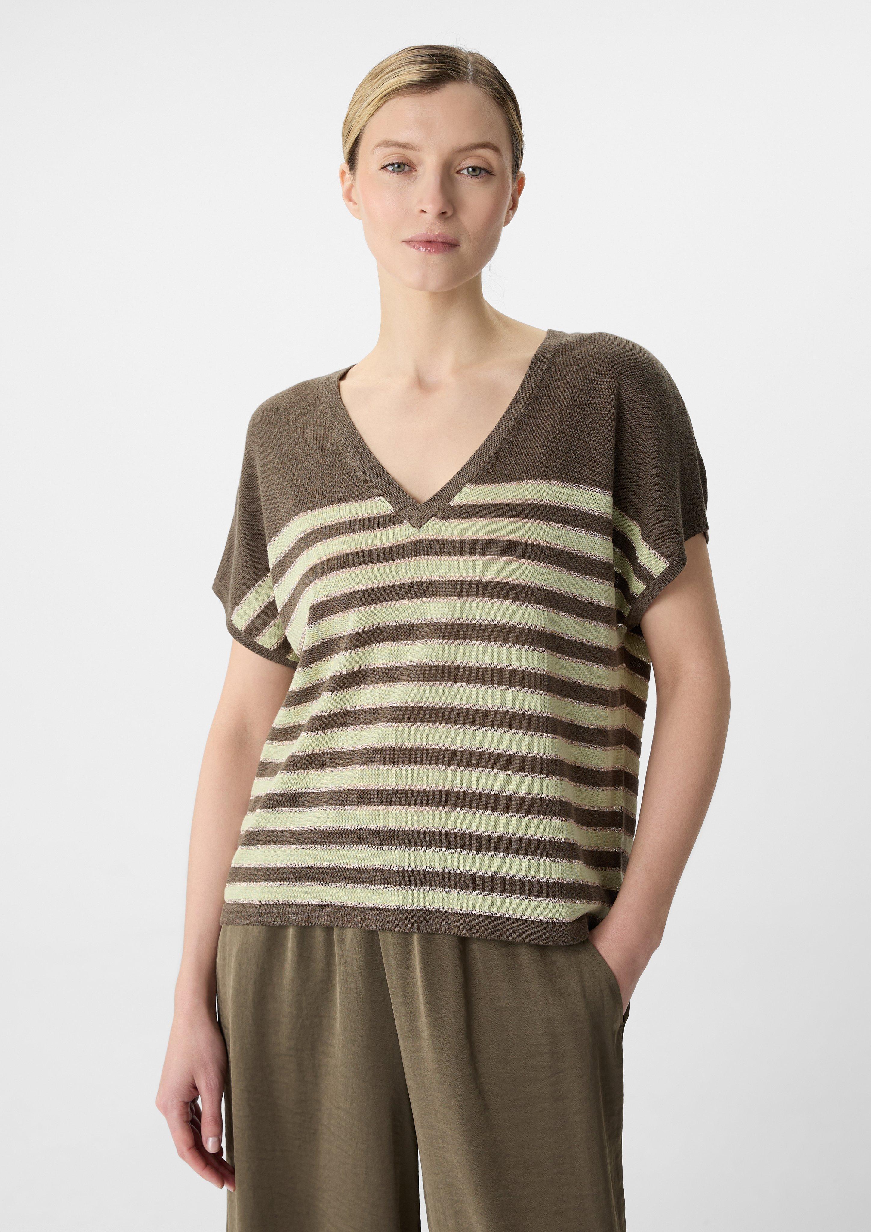 [GROVE] TREVER STRIPE KNIT 正規品 韓国ブランド Striped knitted sweater with glitter yarn - Brown | SCAYLE