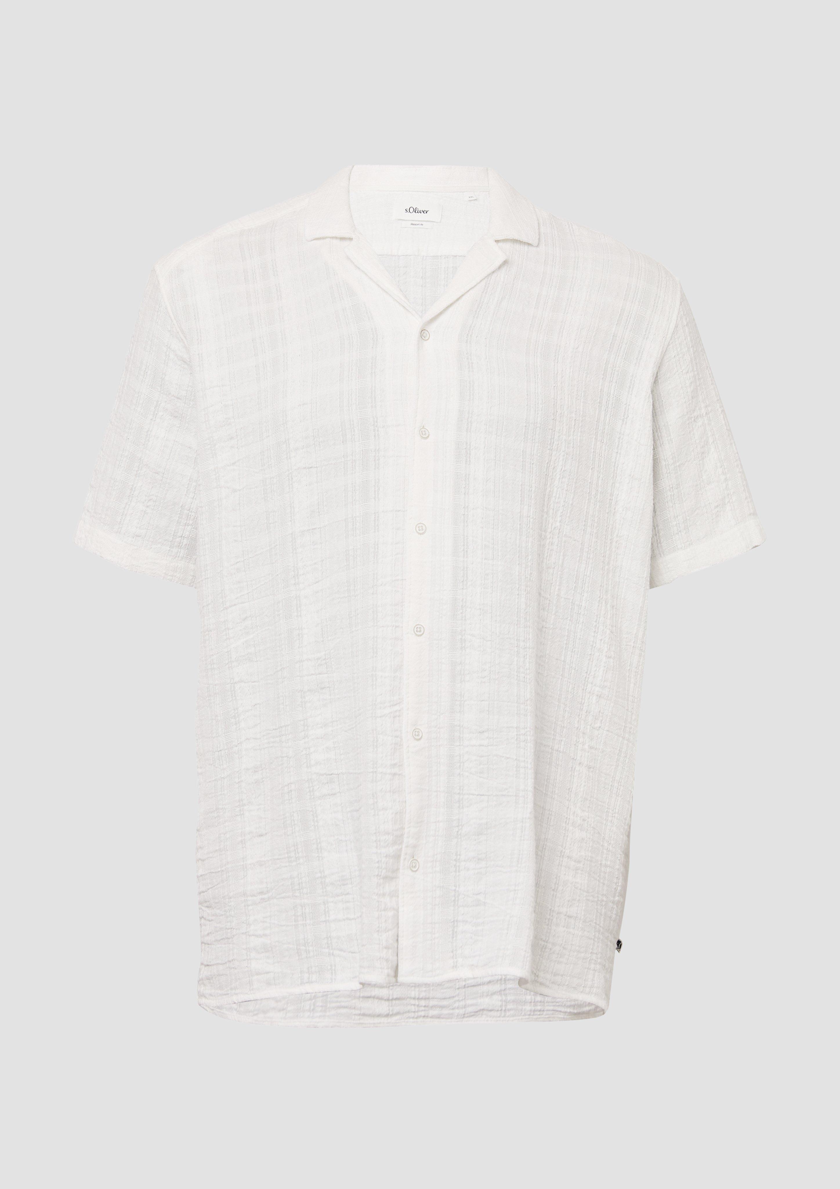s.Oliver - Resort Fit: Oversized-Hemd aus Jacquard mit Waschung, Herren, weiß