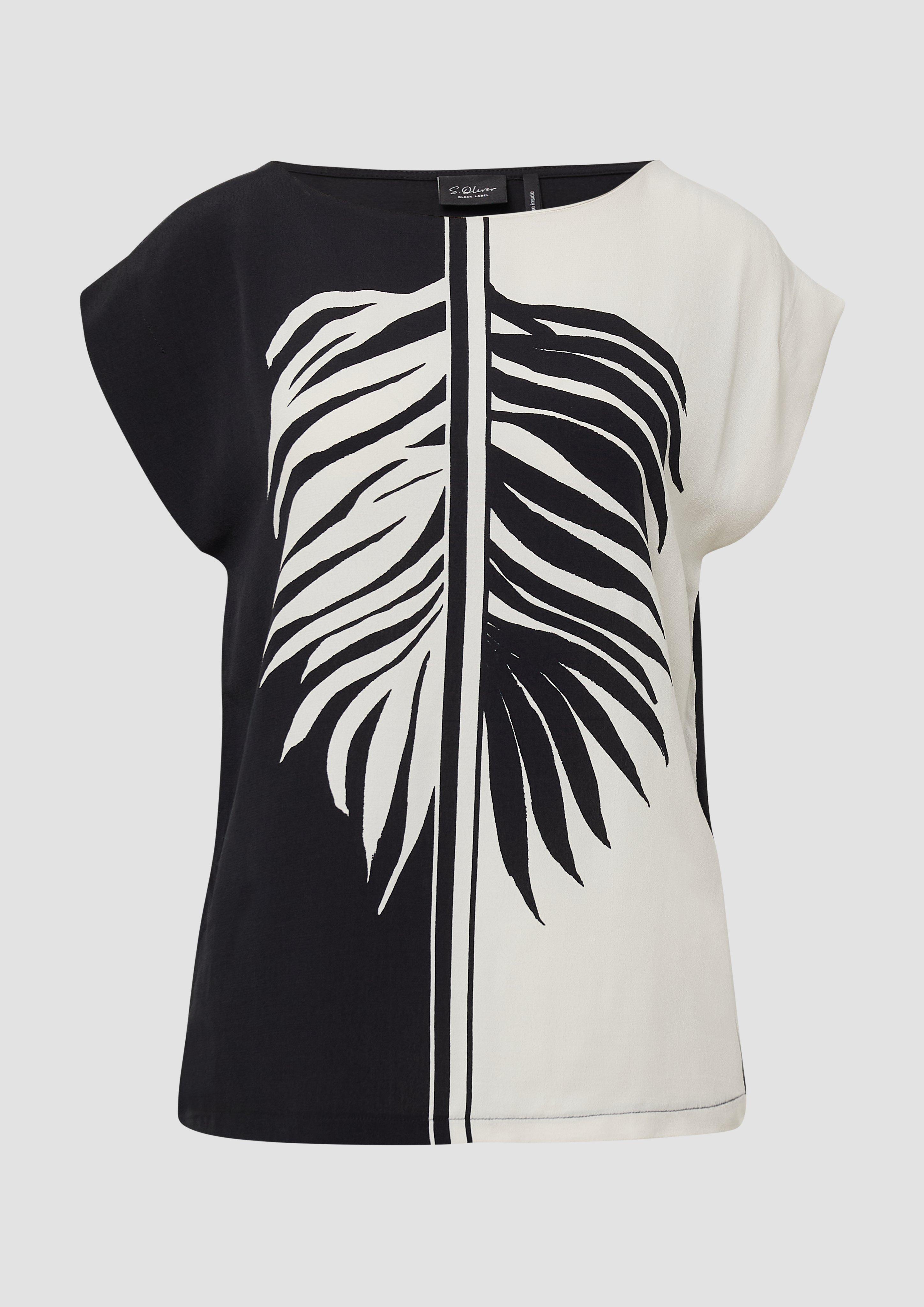 s.Oliver - Ärmelloses Blusenshirt mit Kontrastmotiv, Damen, schwarz