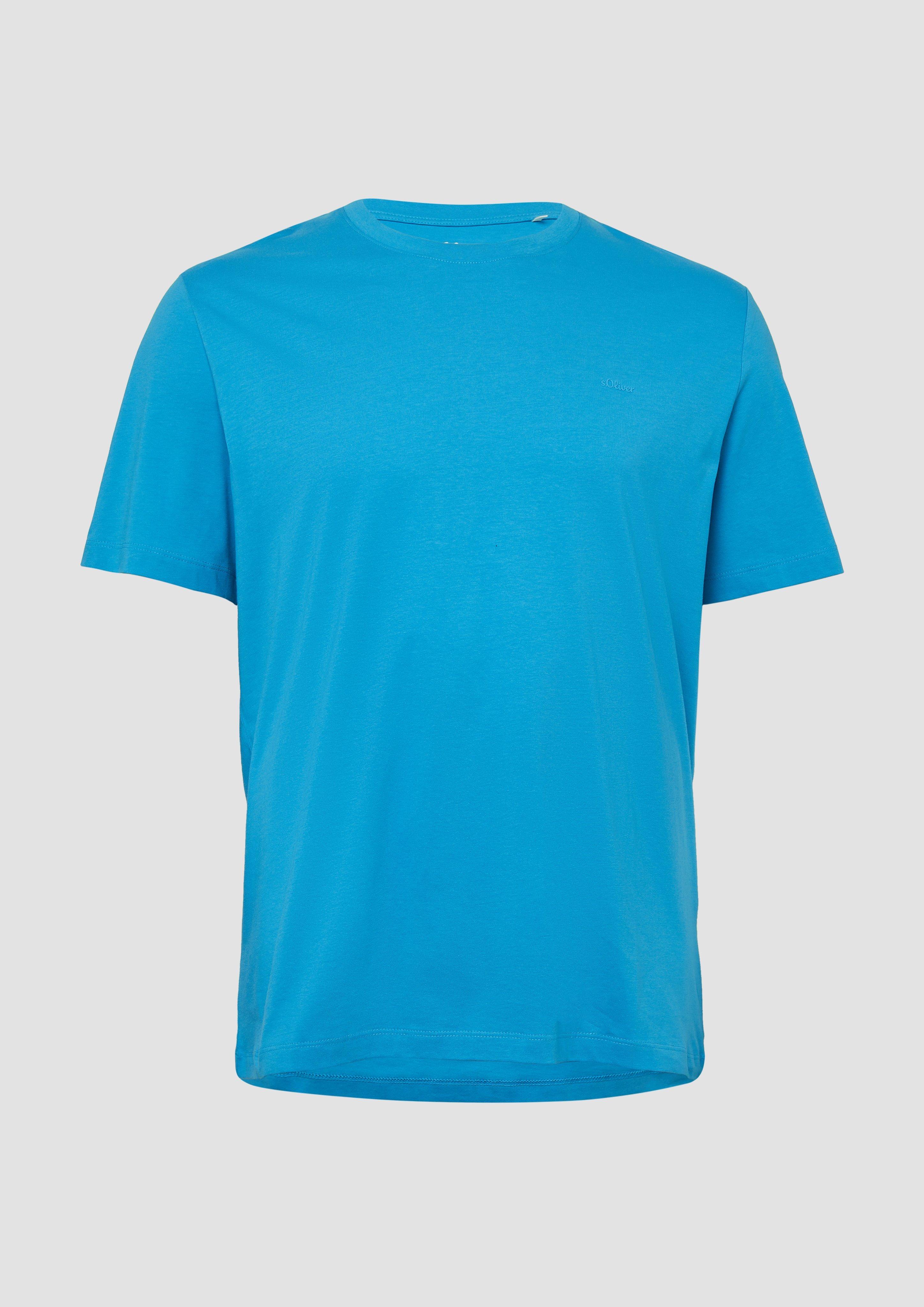 s.Oliver - Baumwoll-T-Shirt mit Logo-Print, Herren, türkis