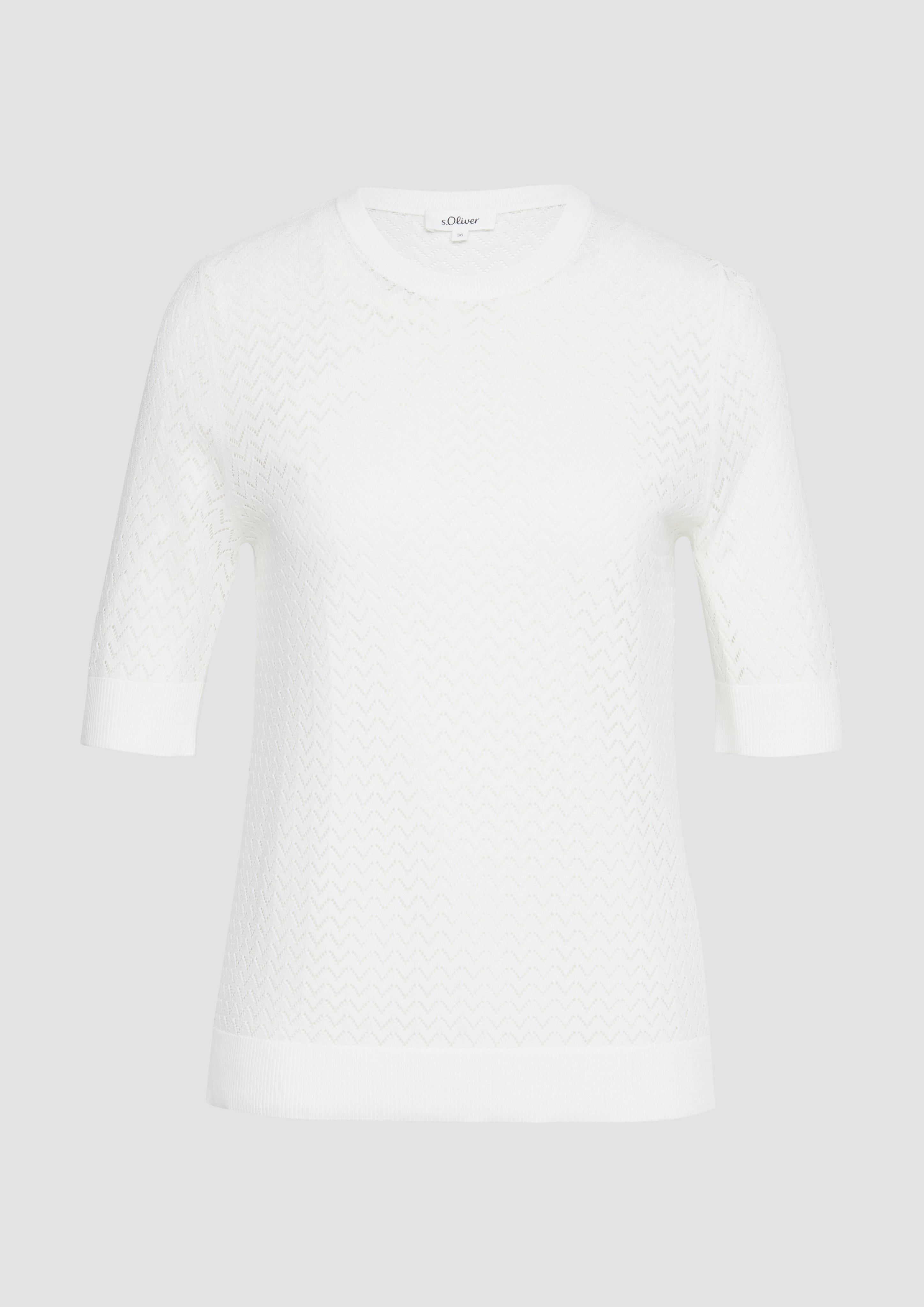 Thumbnail - s.Oliver - Transparenter Feinstrickpullover mit Lochmuster aus Viskosemix, Damen, creme