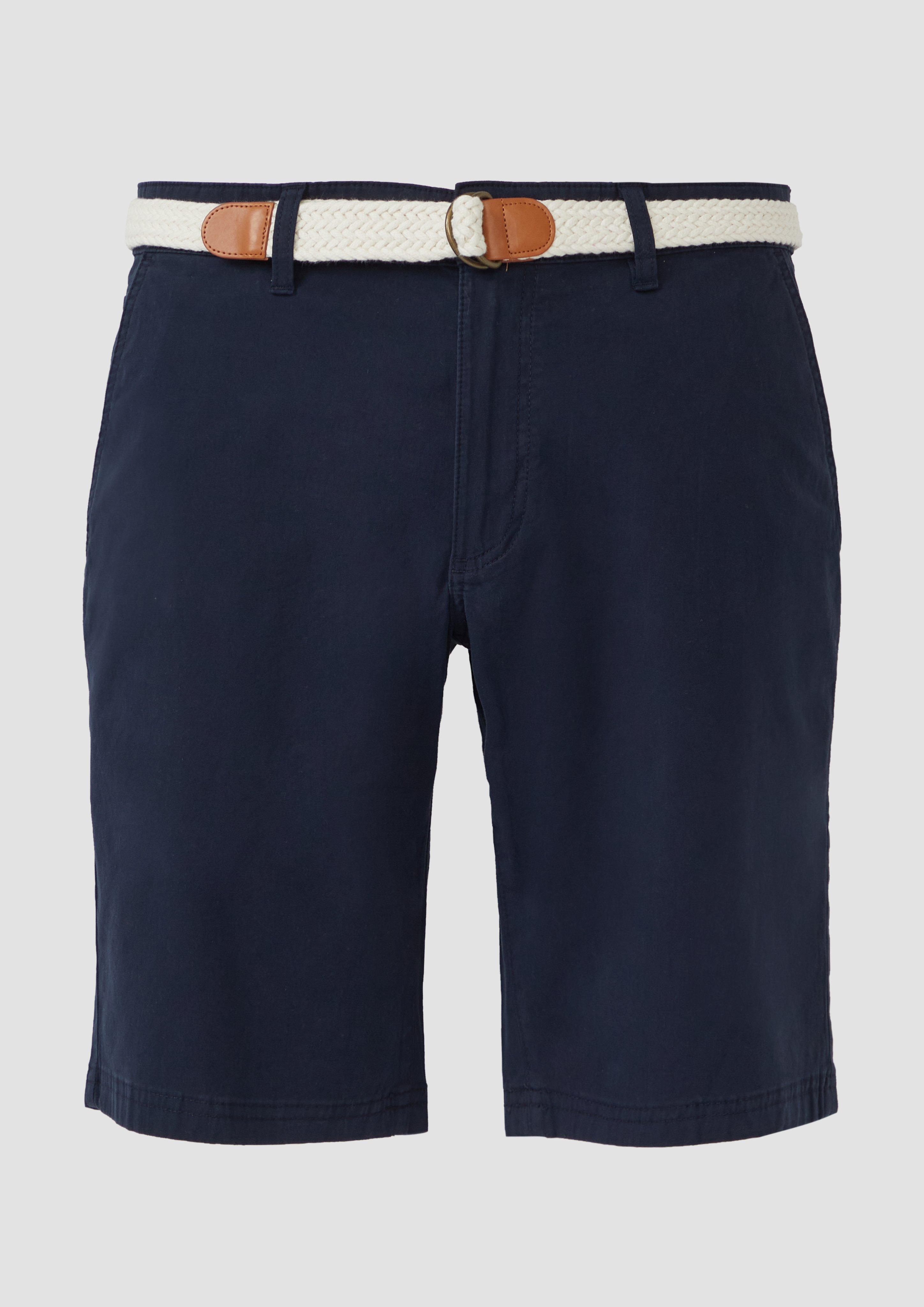 s.Oliver - Phoenix: Baumwoll-Shorts mit Flechtgürtel, Herren, blau