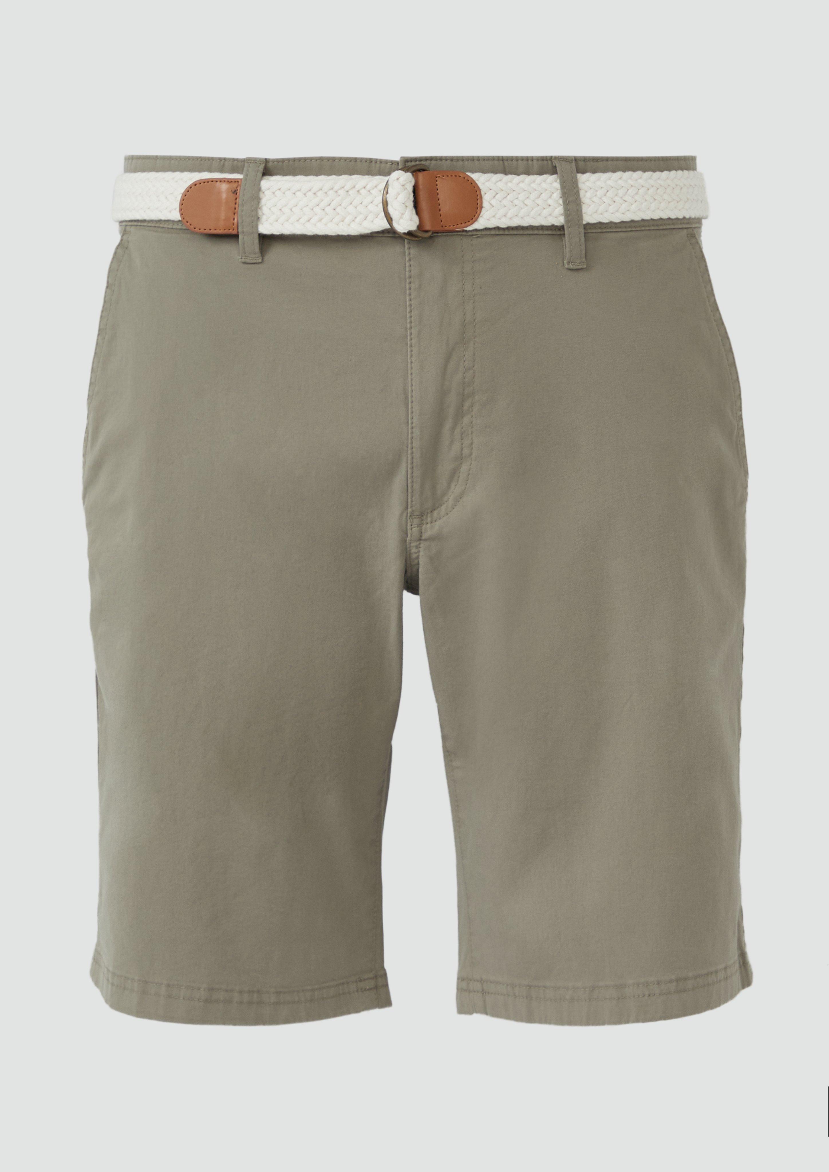 s.Oliver - Phoenix: Baumwoll-Shorts mit Flechtgürtel, Herren, Grün