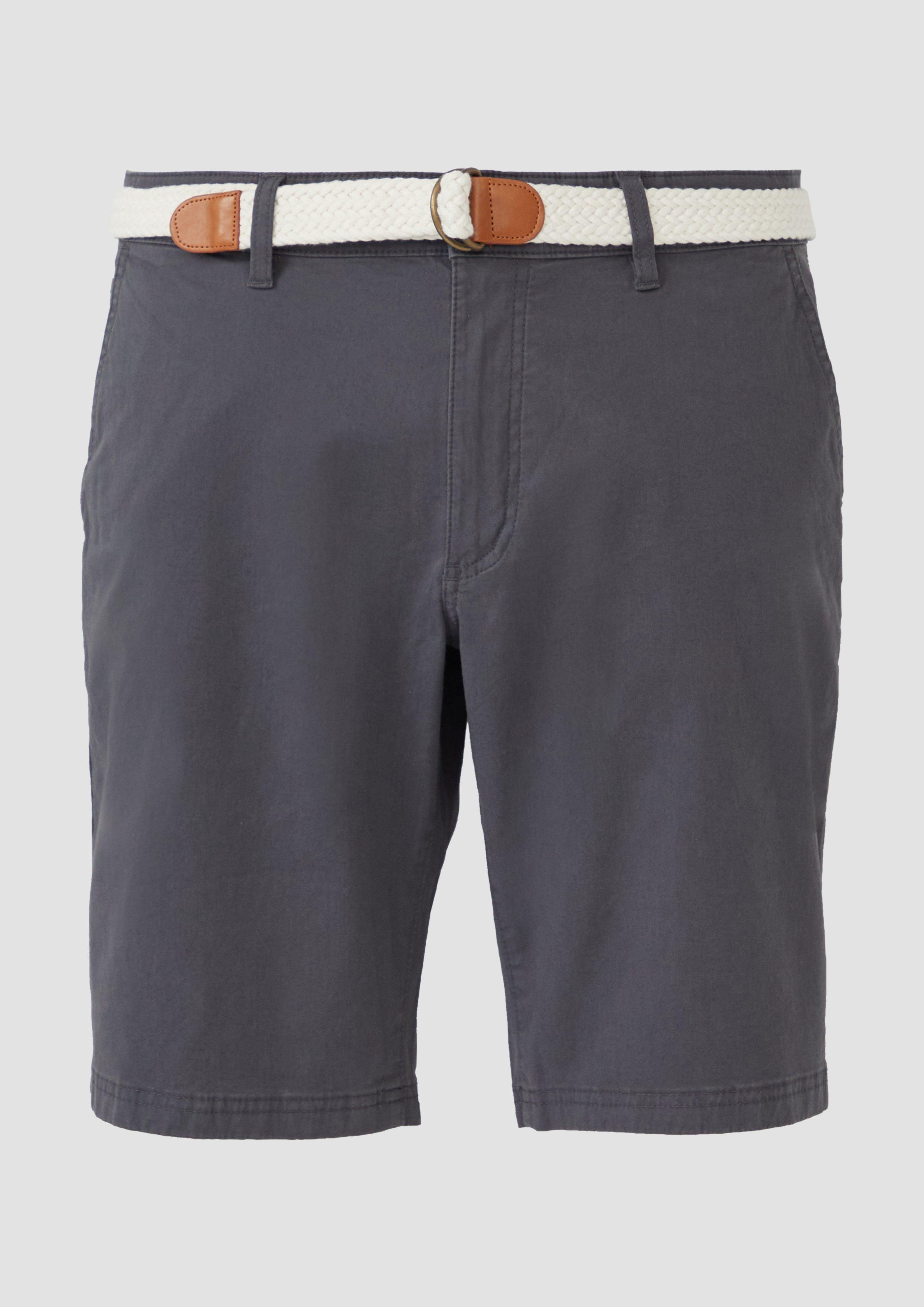 s.Oliver - Phoenix: Baumwoll-Shorts mit Flechtgürtel, Herren, grau
