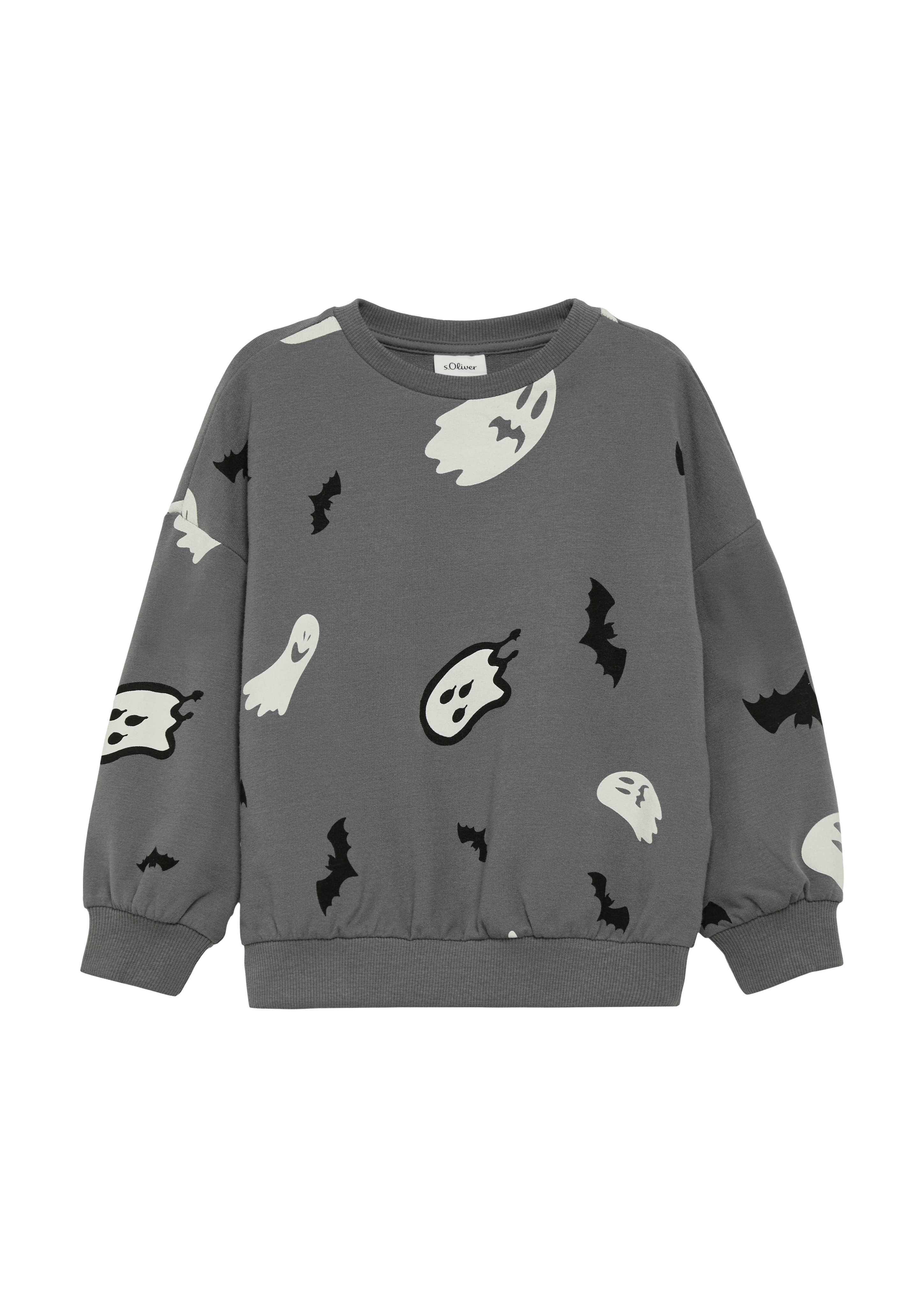 s.Oliver - Unisex Sweatshirt mit Halloween-Print, Kinder, grau