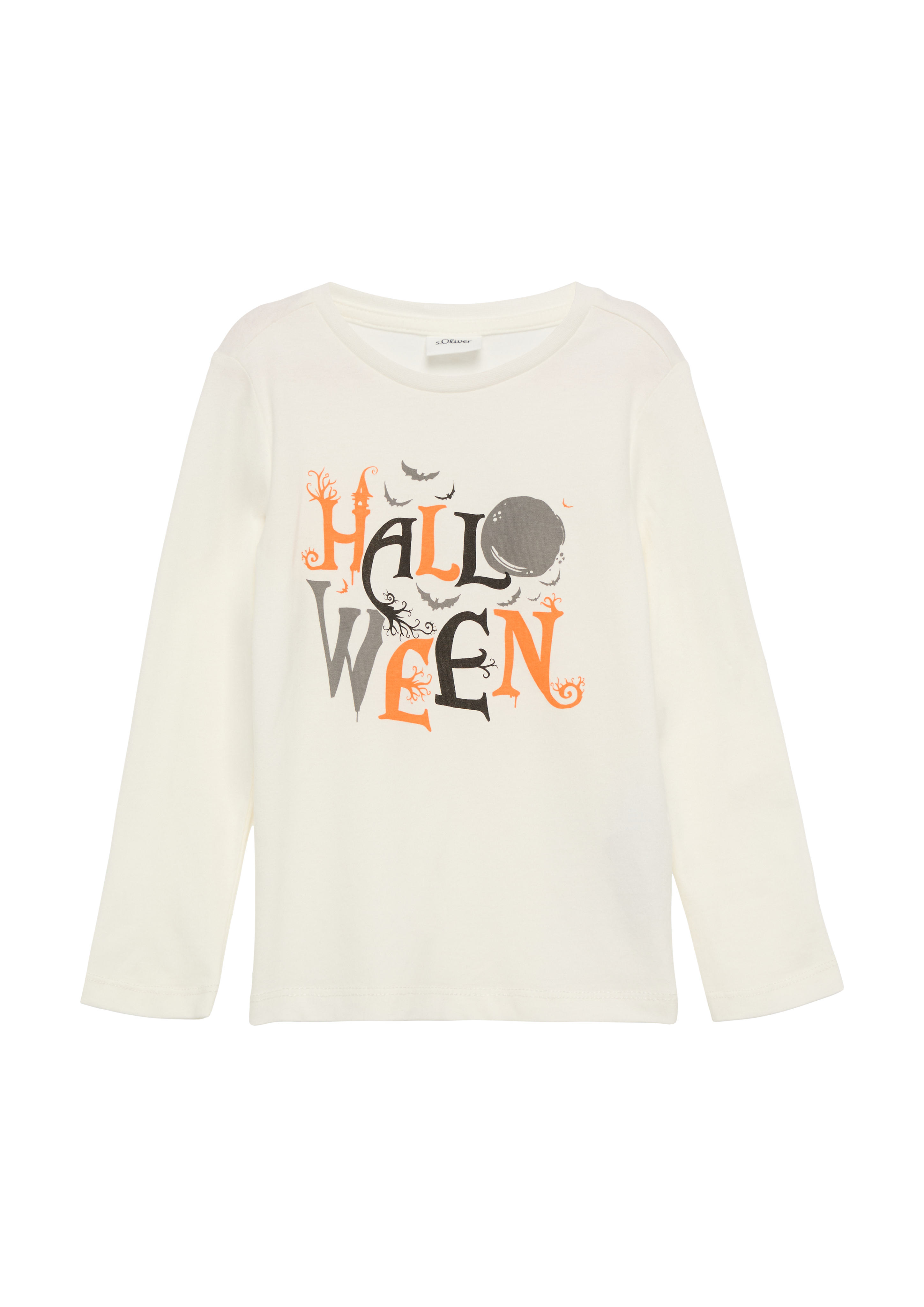 s.Oliver - Unisex Longsleeve mit Halloween-Print, Kinder, creme|weiß