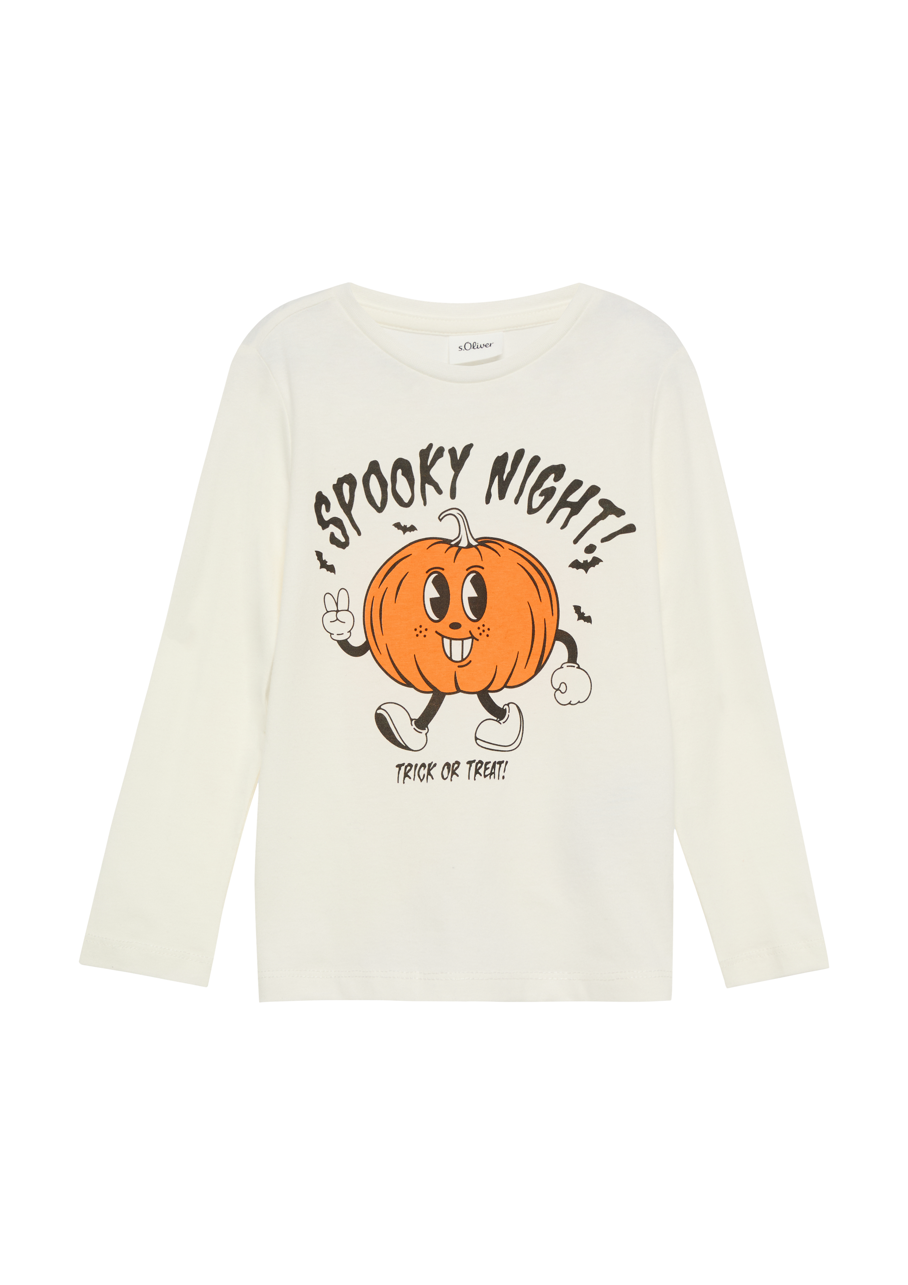 s.Oliver - Unisex Longsleeve mit Halloween-Print, Kinder, creme|weiß