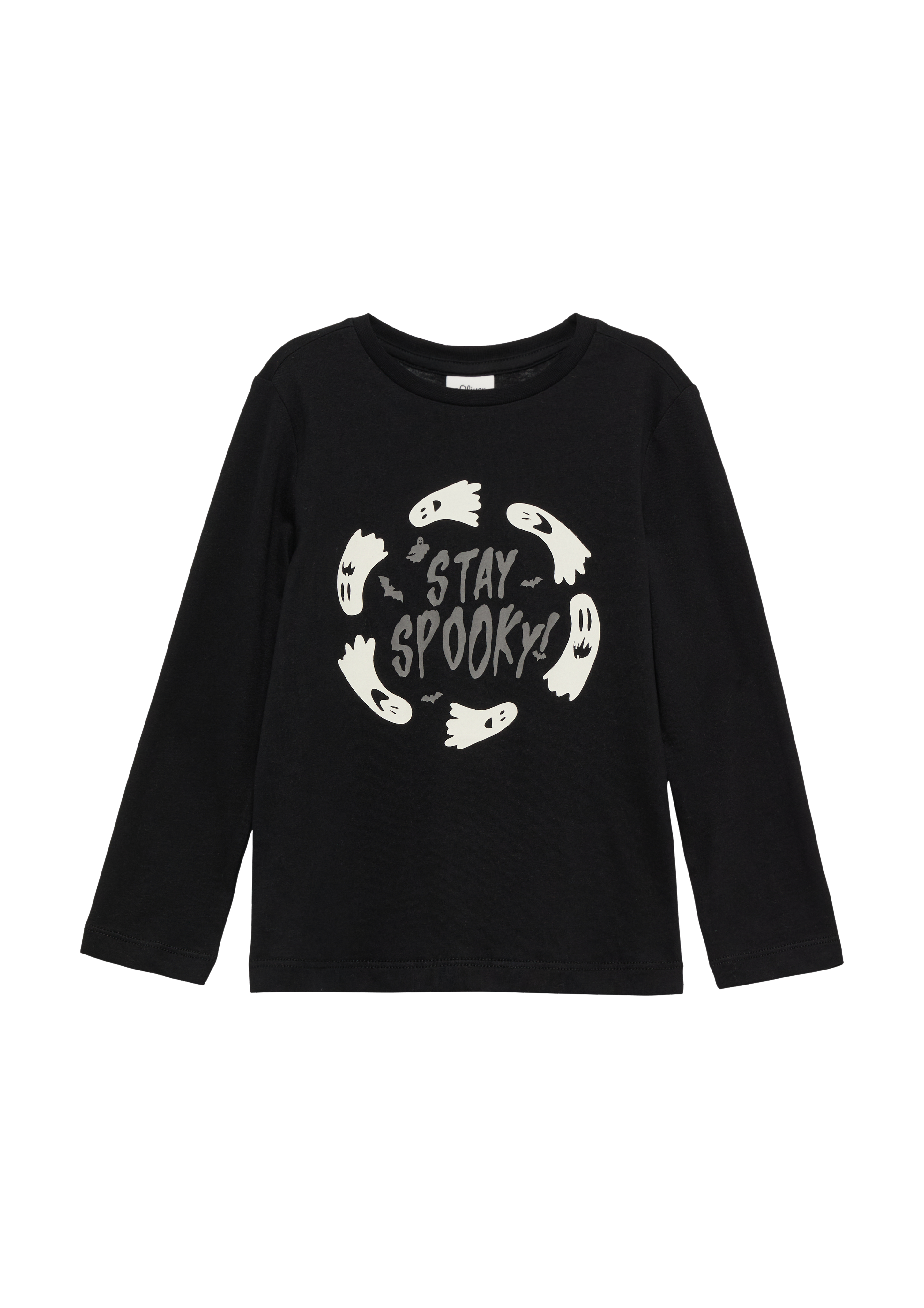 s.Oliver - Unisex Longsleeve mit Halloween-Print, Kinder, schwarz