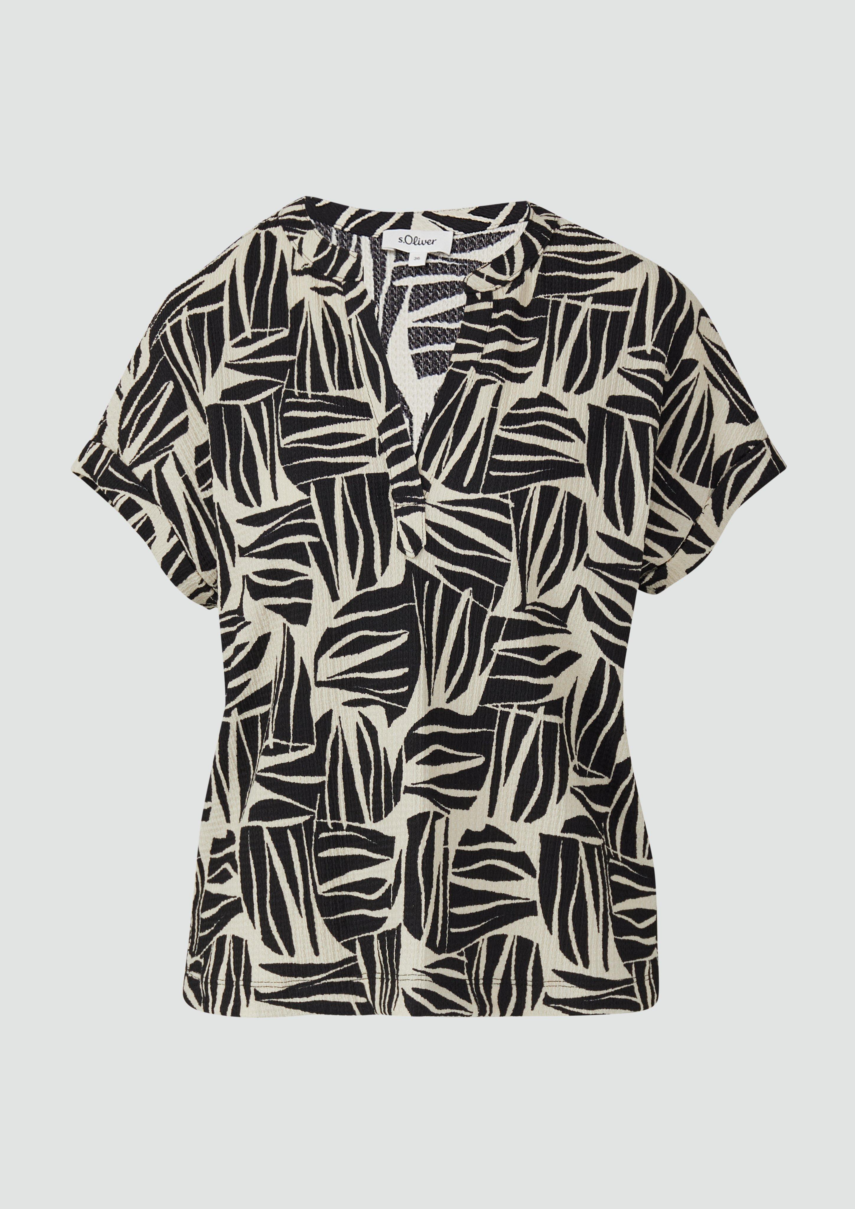 s.Oliver - Strukturiertes Blusenshirt im Relaxed Fit, Damen, schwarz