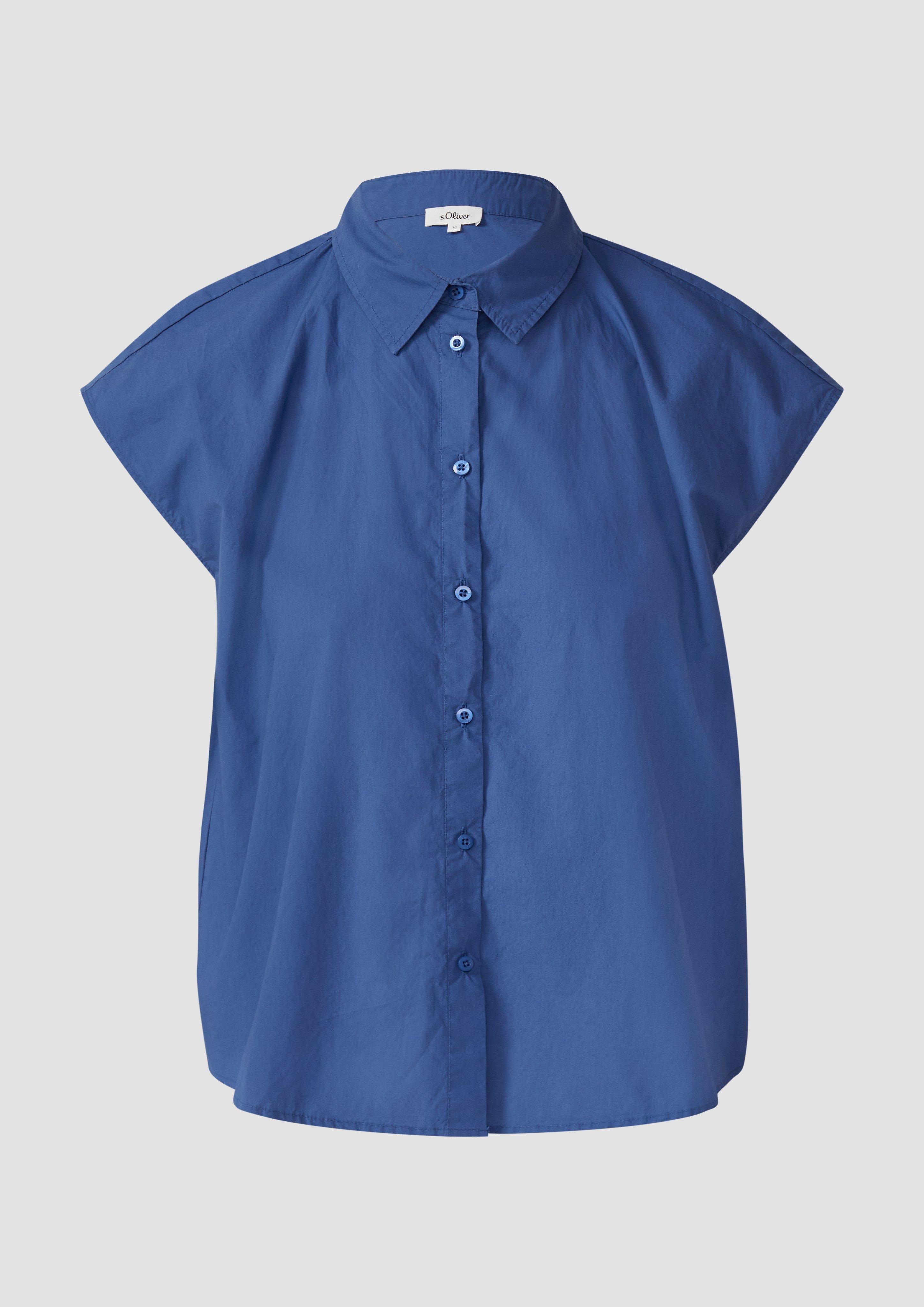 s.Oliver - Hemdbluse aus Popeline im Relaxed Fit, Damen, blau