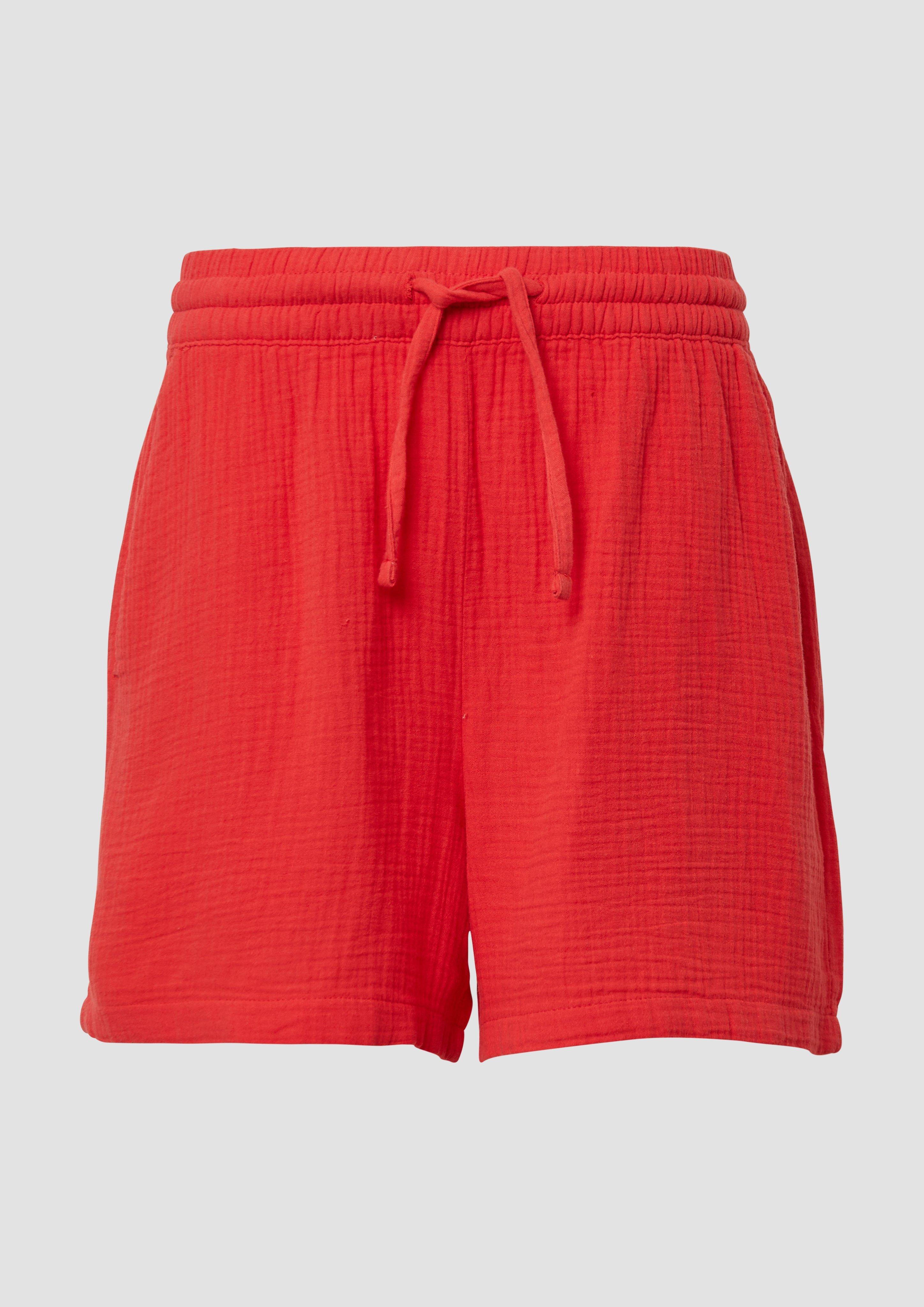 QS - Musselin-Shorts mit Elastikbund, Damen, rot