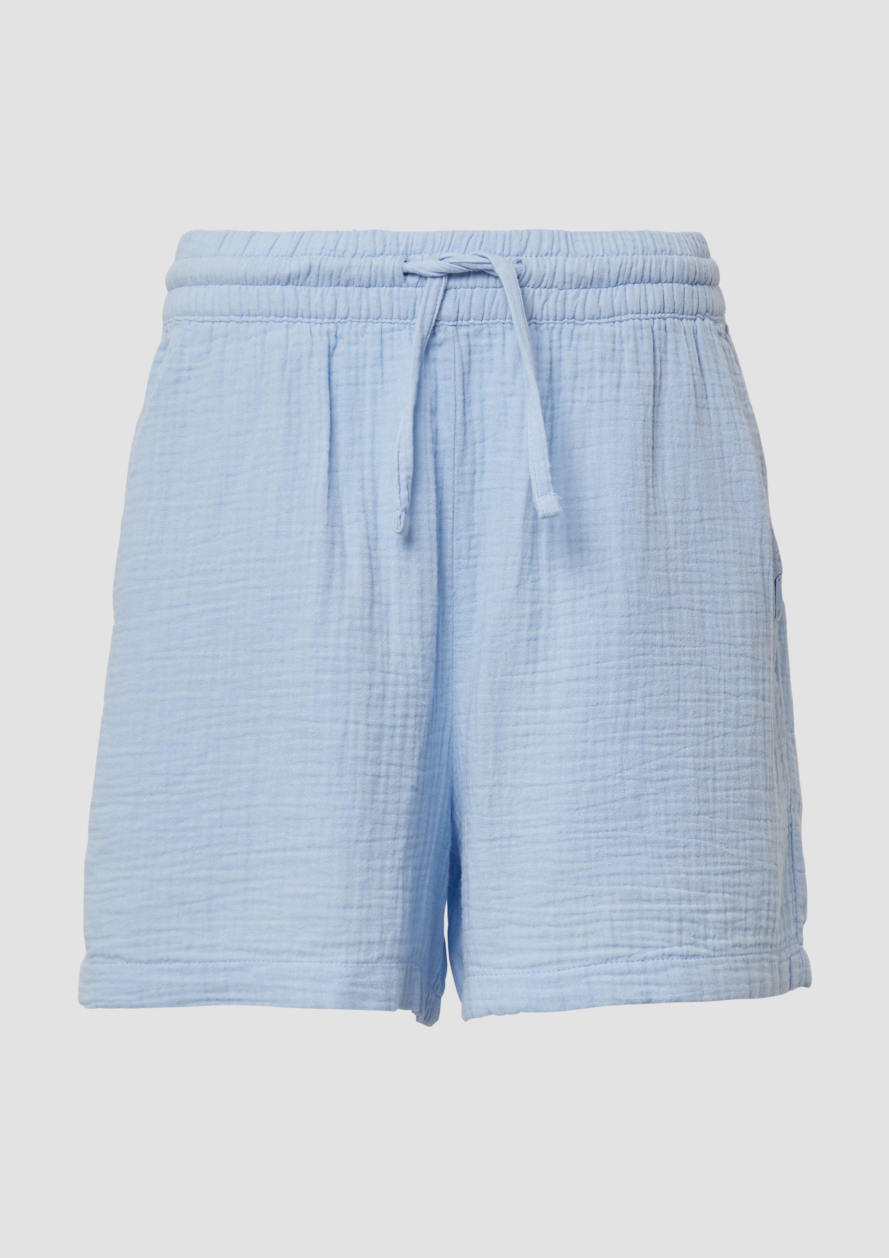QS - Musselin-Shorts mit Elastikbund, Damen, blau