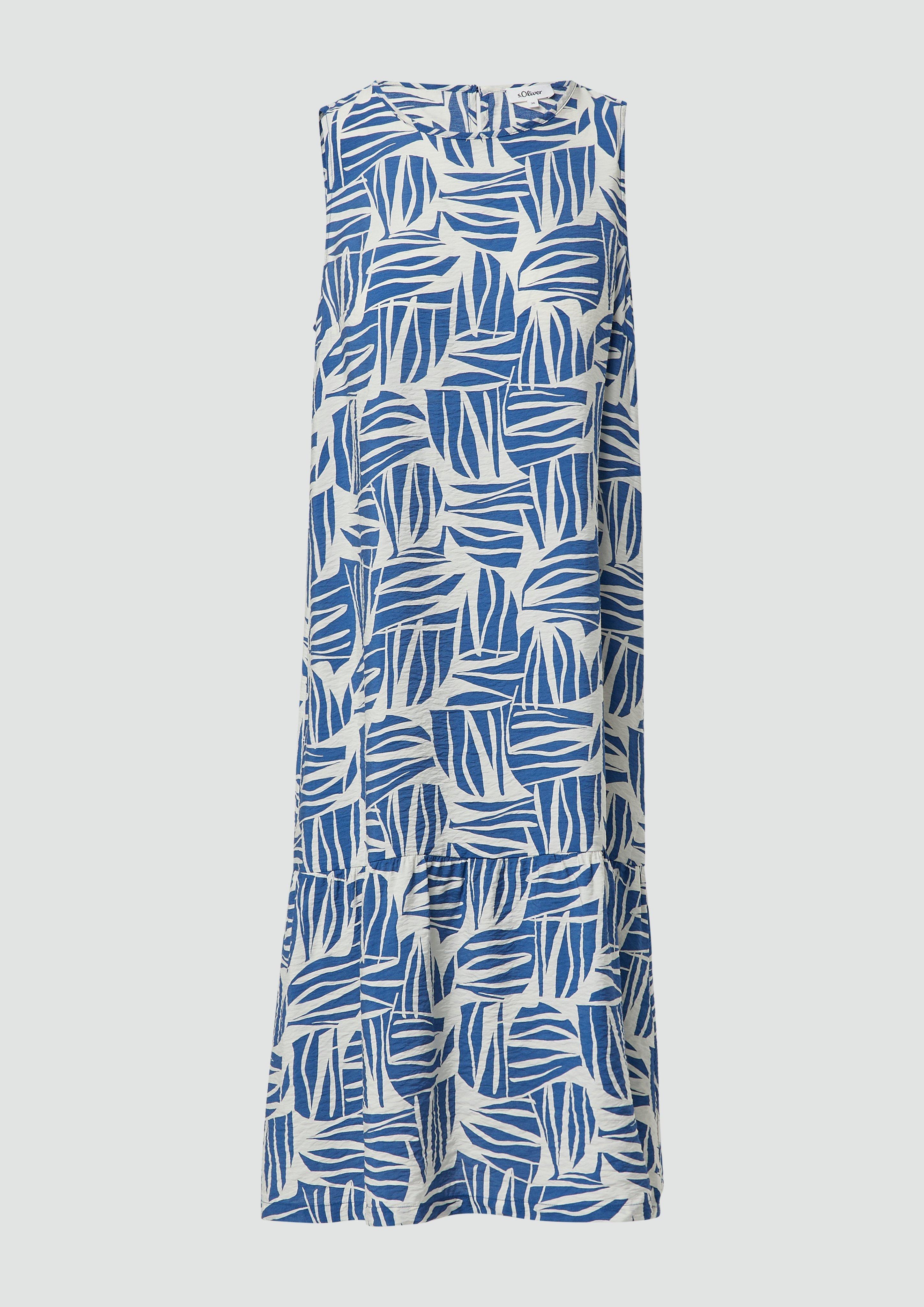 s.Oliver - Midikleid aus strukturiertem Viskosemix mit All-over-Print, Damen, blau