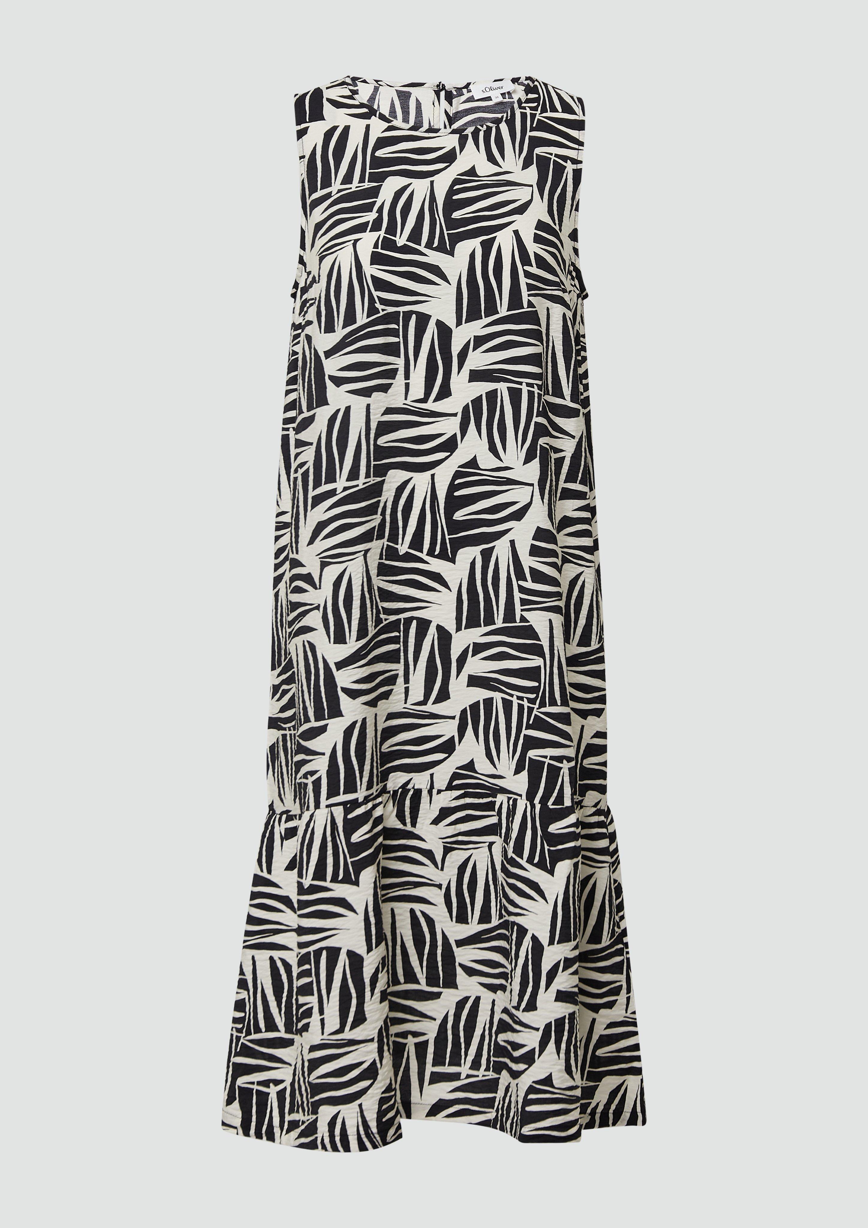 s.Oliver - Midikleid aus strukturiertem Viskosemix mit All-over-Print, Damen, schwarz
