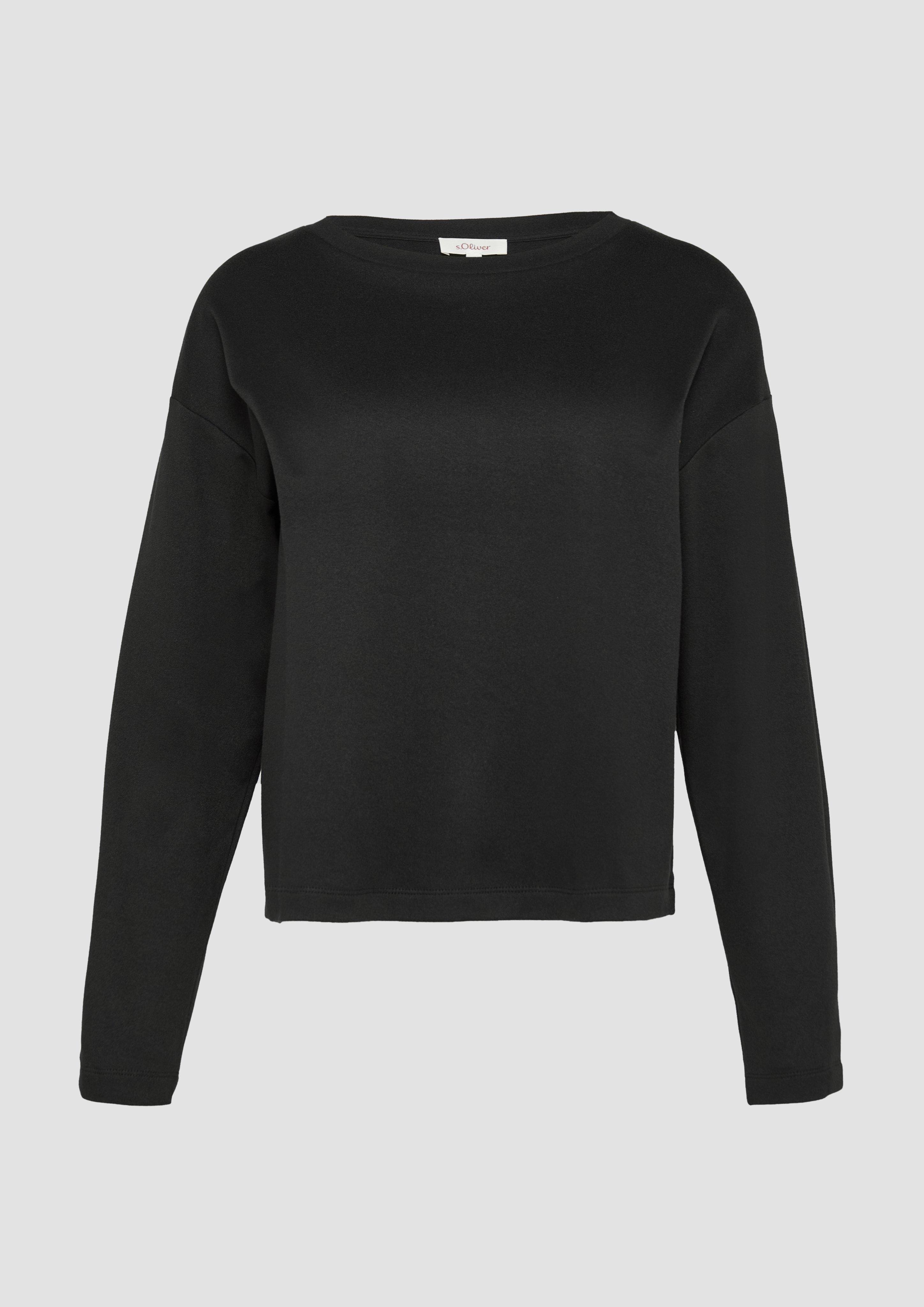 s.Oliver - Sweatshirt mit Faltendetail am Ärmel, Damen, schwarz