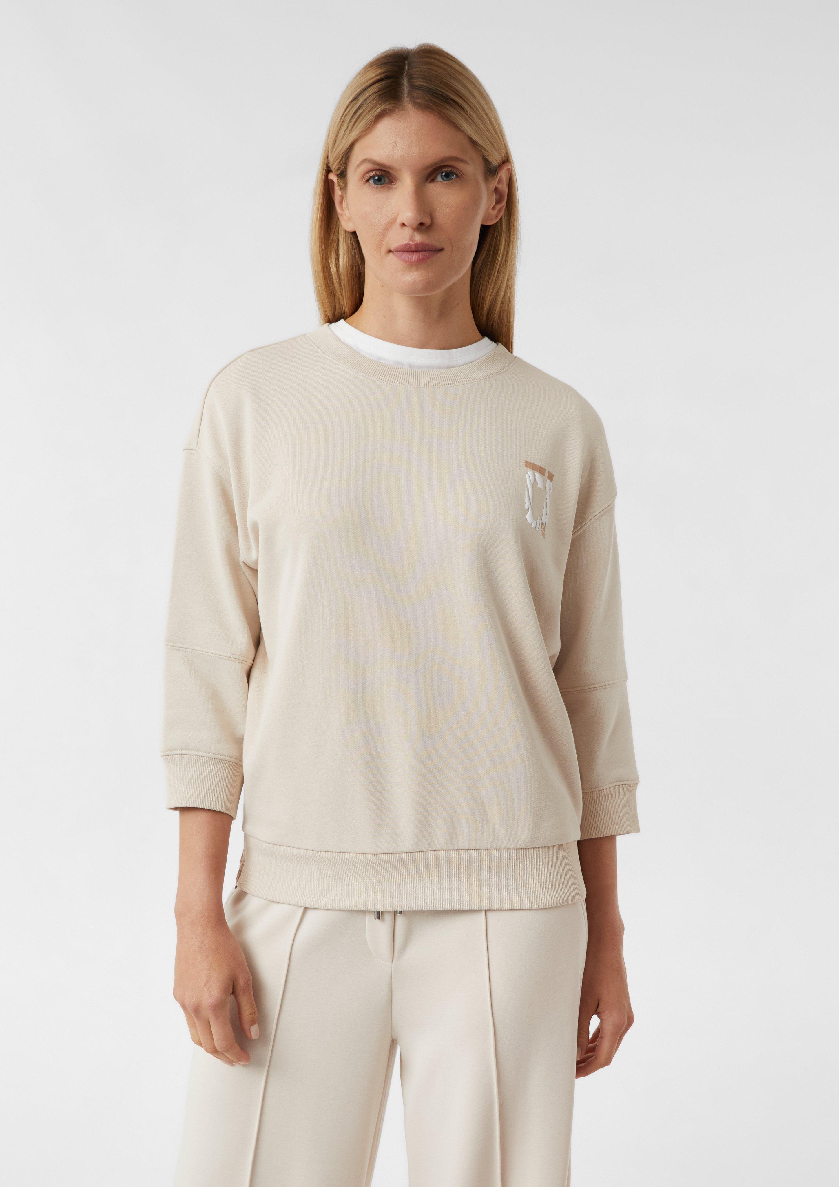 Sweater with artwork and side zippers - Beige | SCAYLE