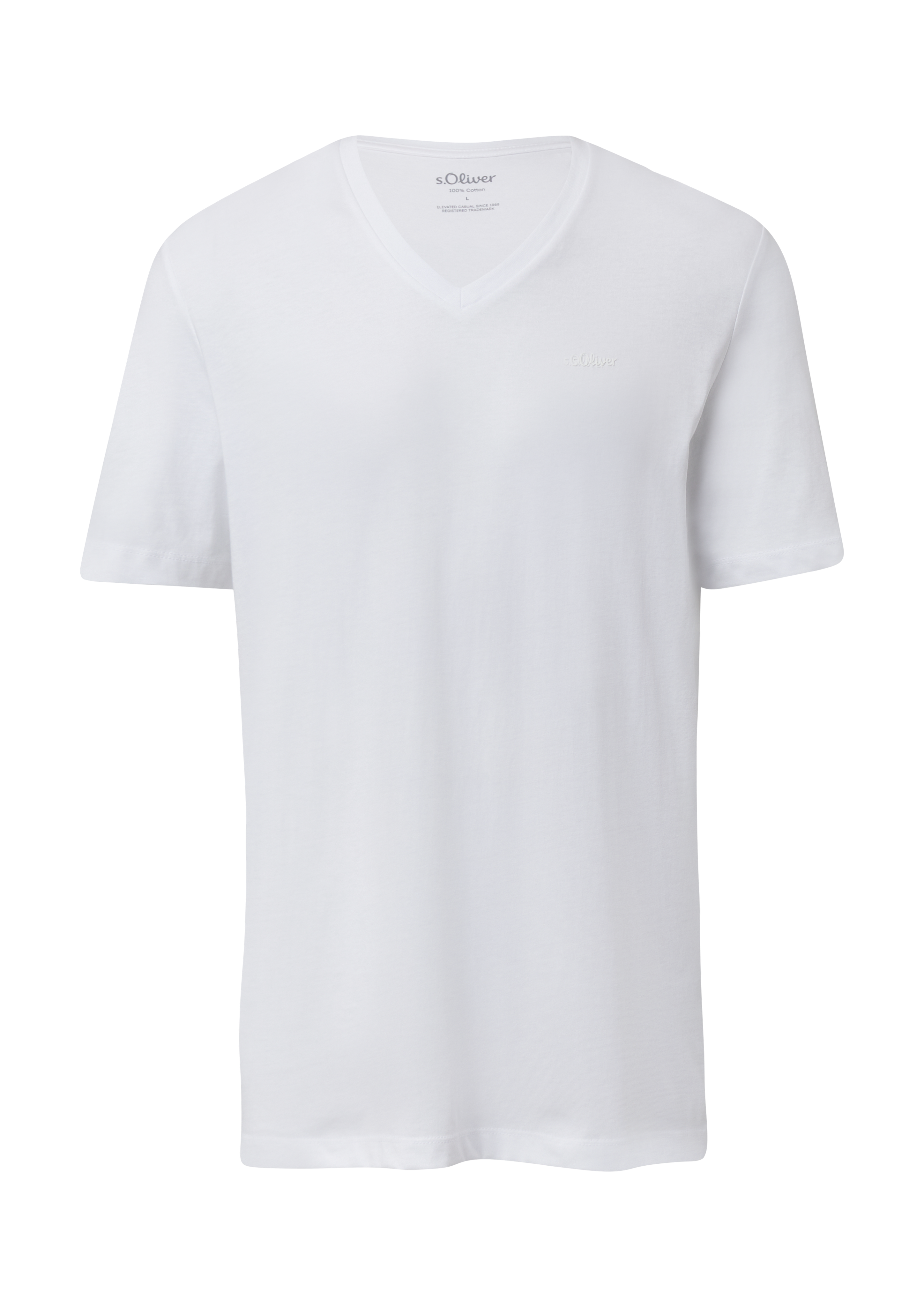 Katoenen T-shirt met V-hals en logo