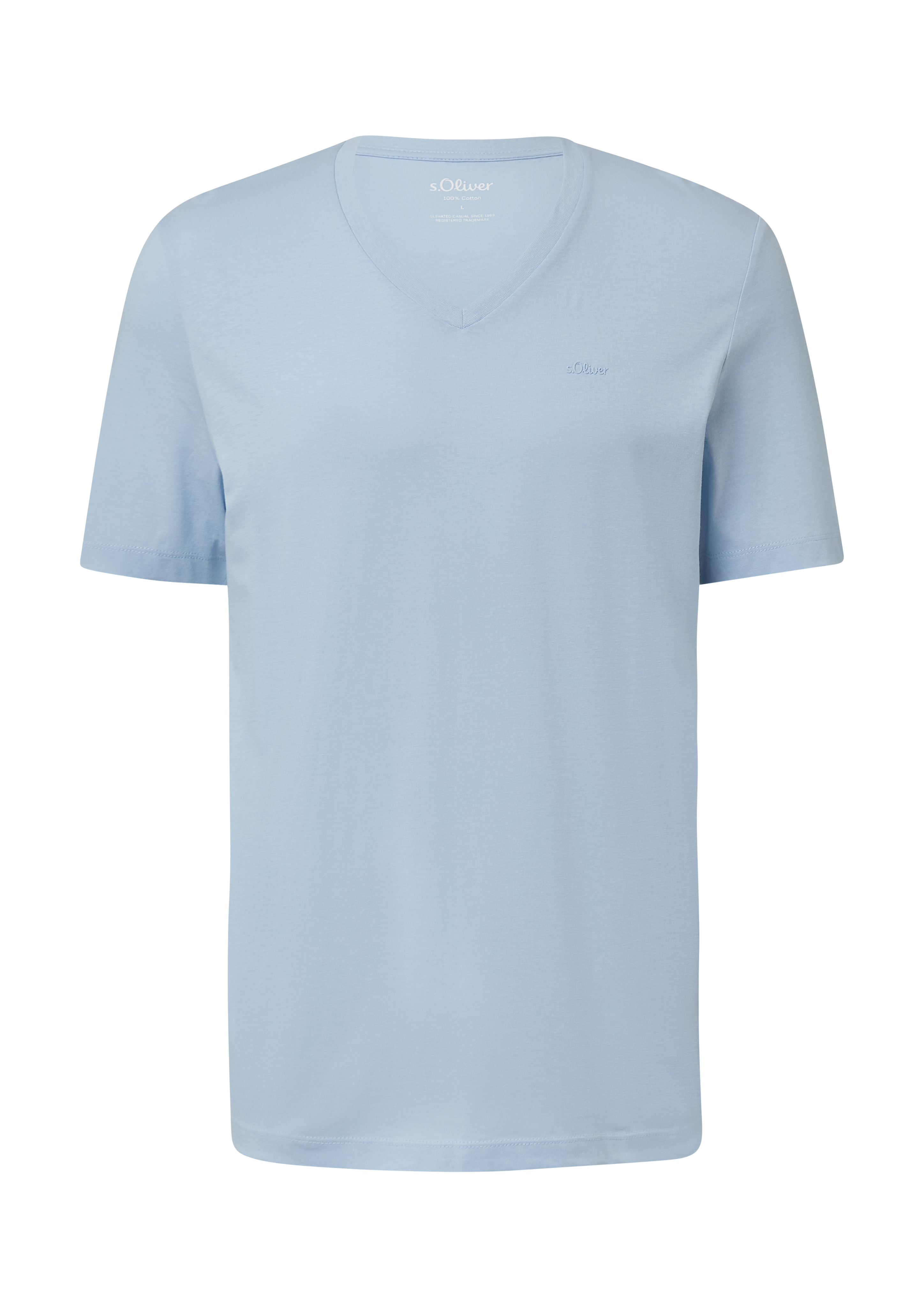 Katoenen T-shirt met V-hals en logo