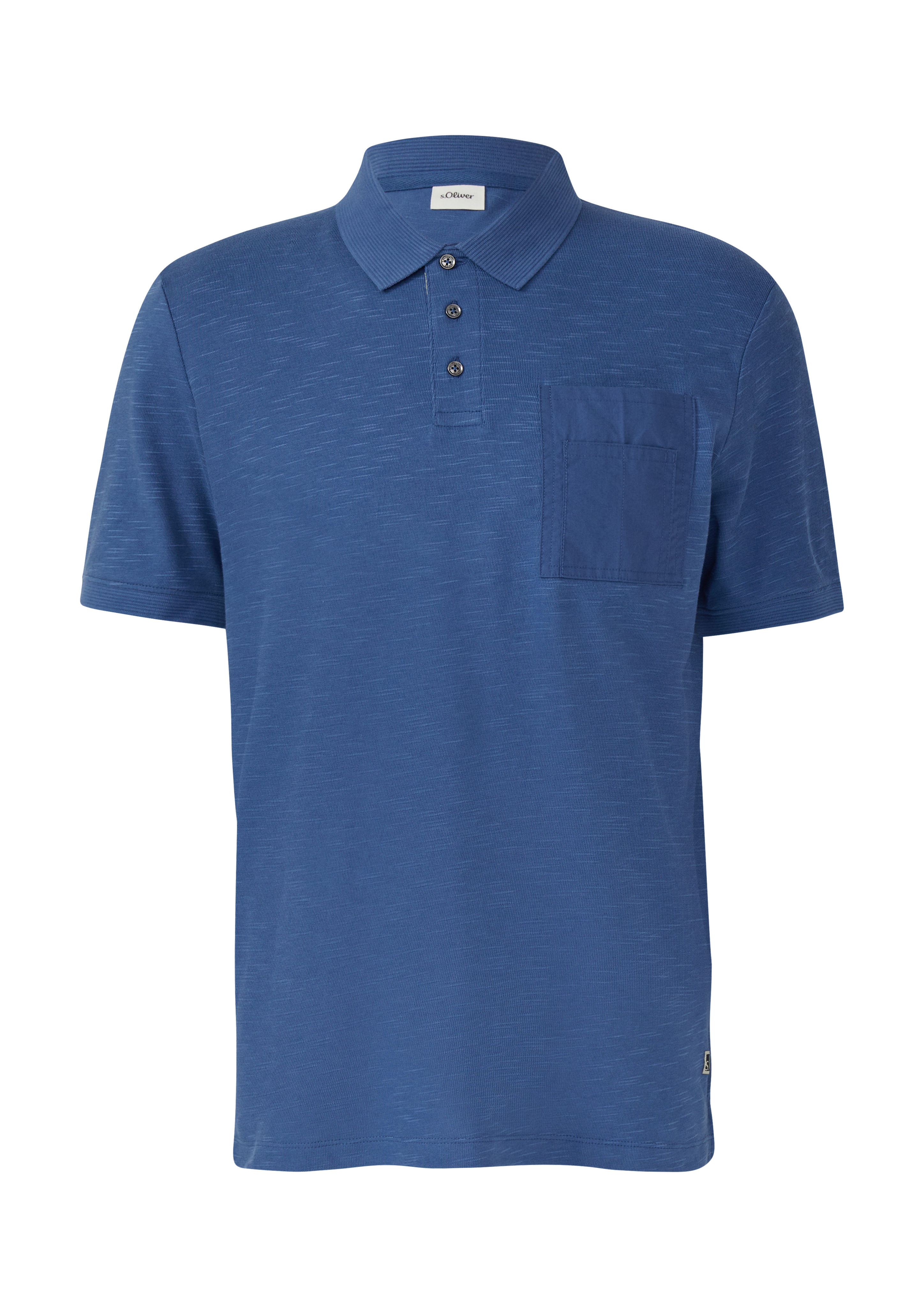 Poloshirt mit Flammgarnstruktur und Brusttasche