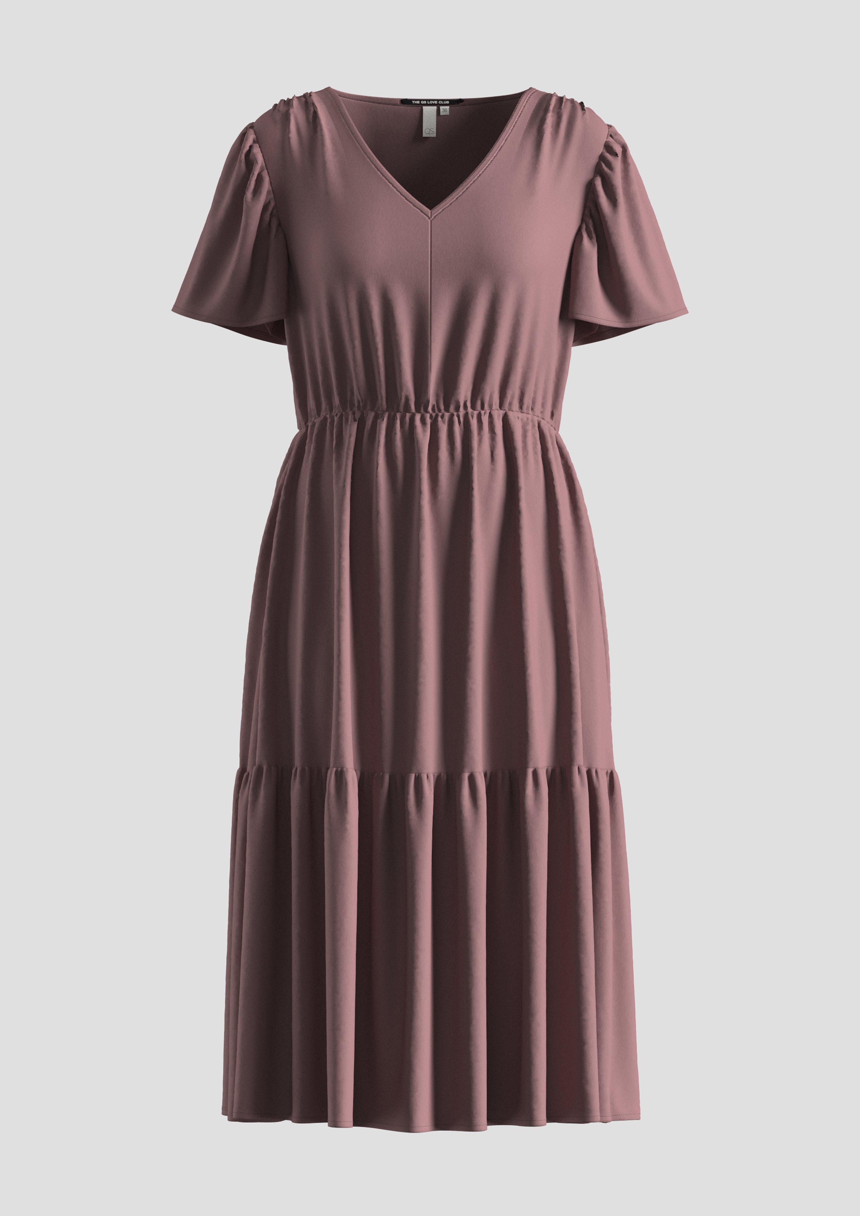 QS - Viskosekleid mit All-over-Print, Damen, lila