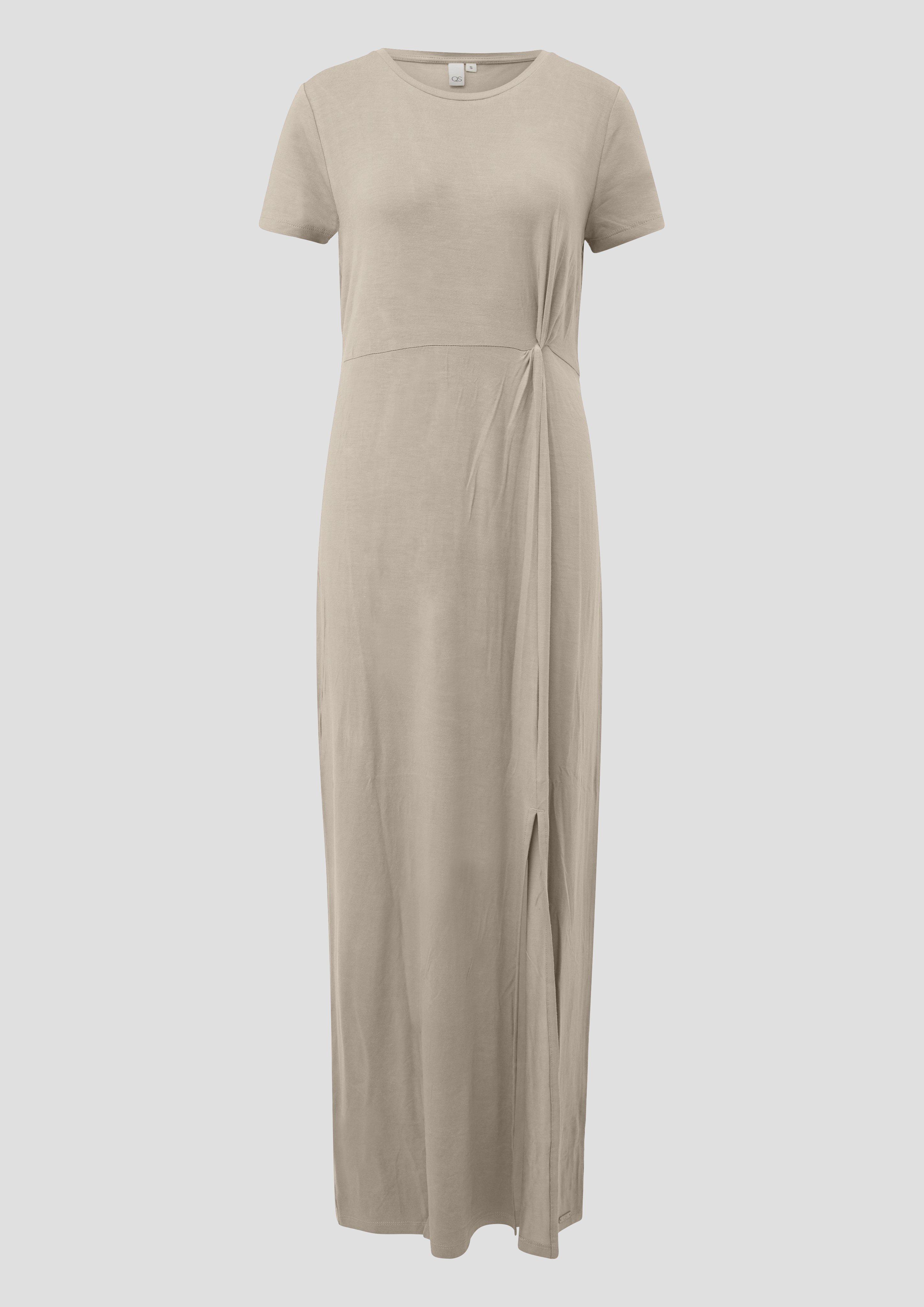 QS - Jerseykleid aus Viskosmix, Damen, Beige