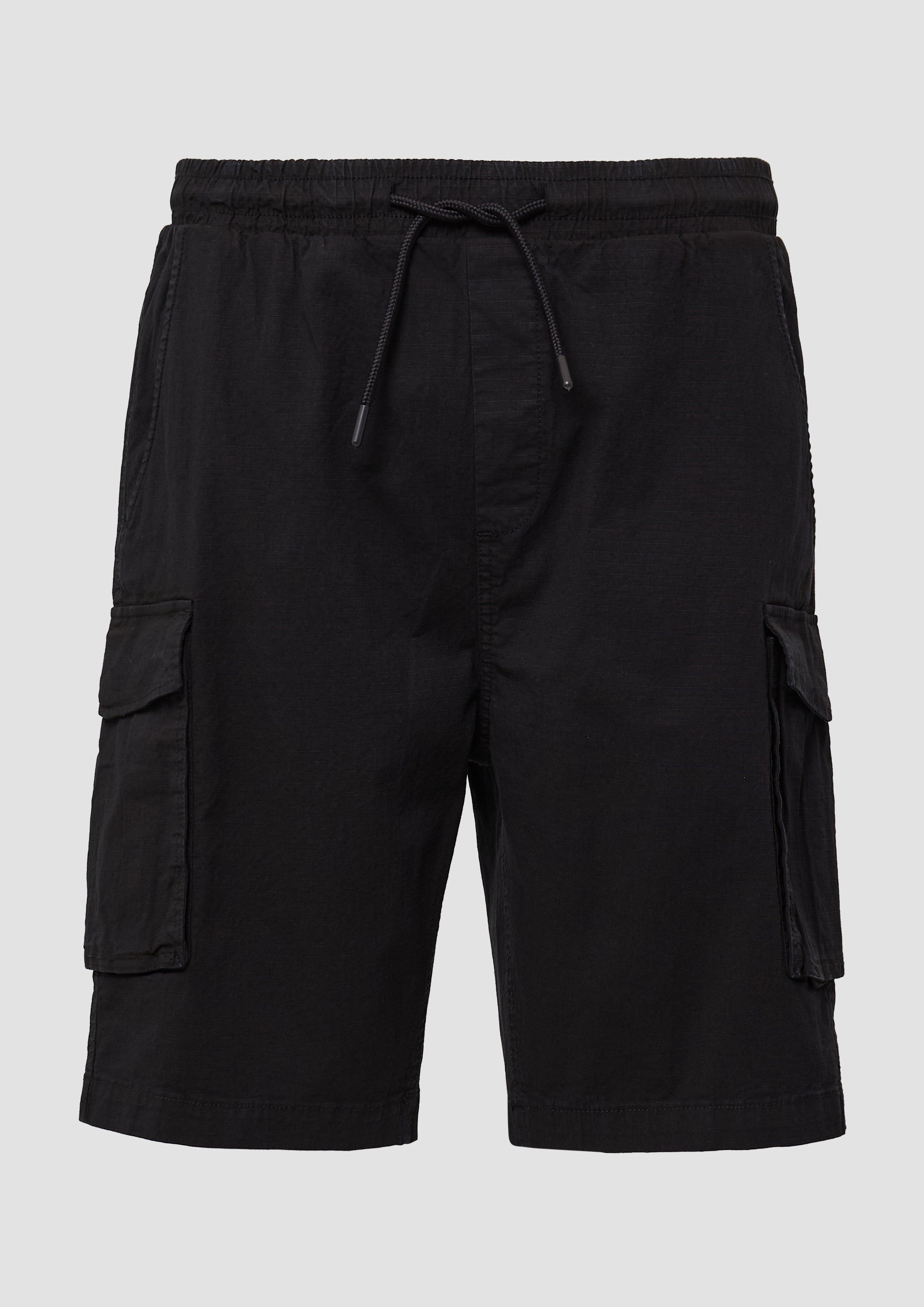 QS - Cargo-Short aus strukturierter Ware, Herren, schwarz