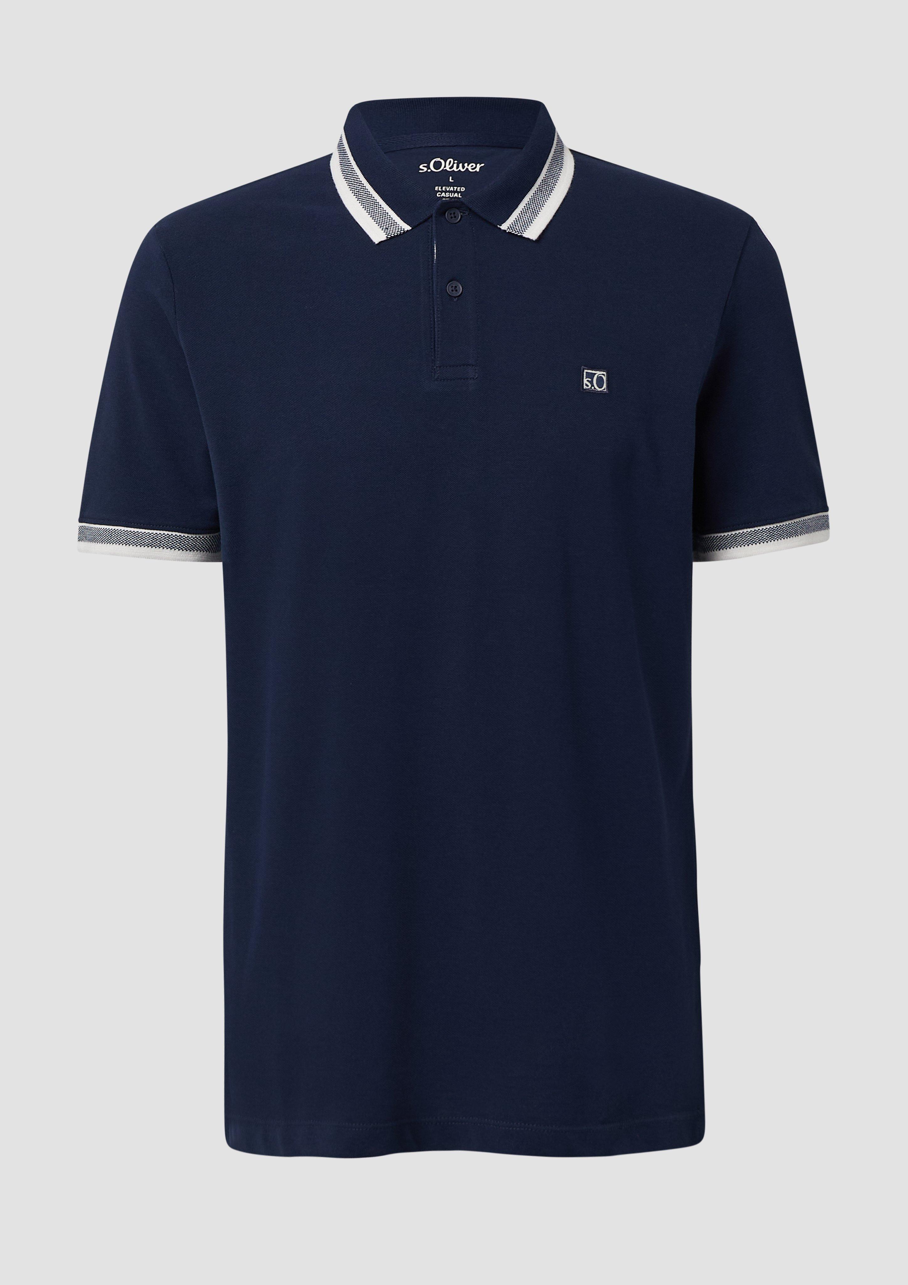 s.Oliver - Poloshirt aus Baumwollpiqué mit Kontrast-Details, Herren, blau