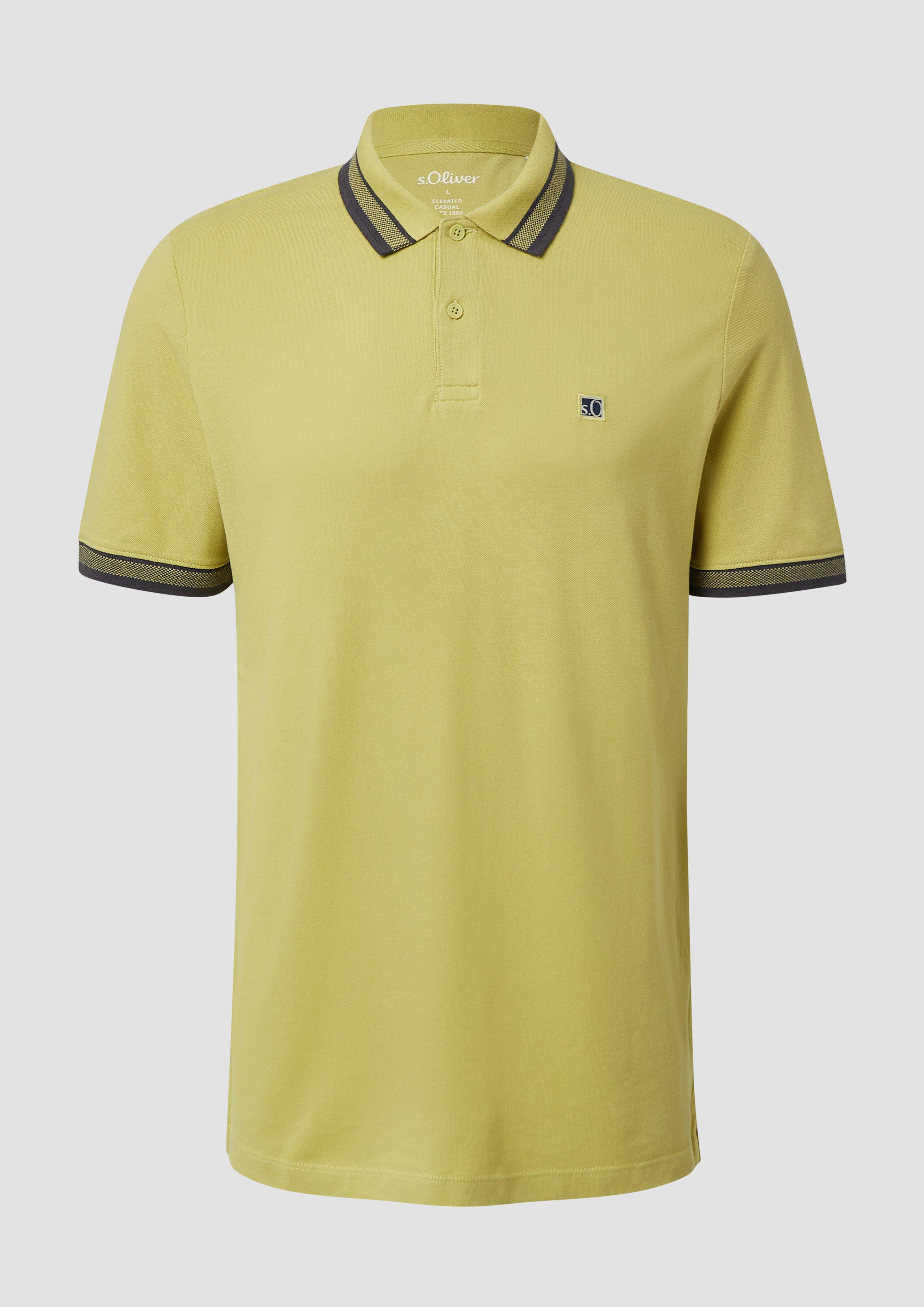 s.Oliver - Poloshirt aus Baumwollpiqué mit Kontrast-Details, Herren, grün