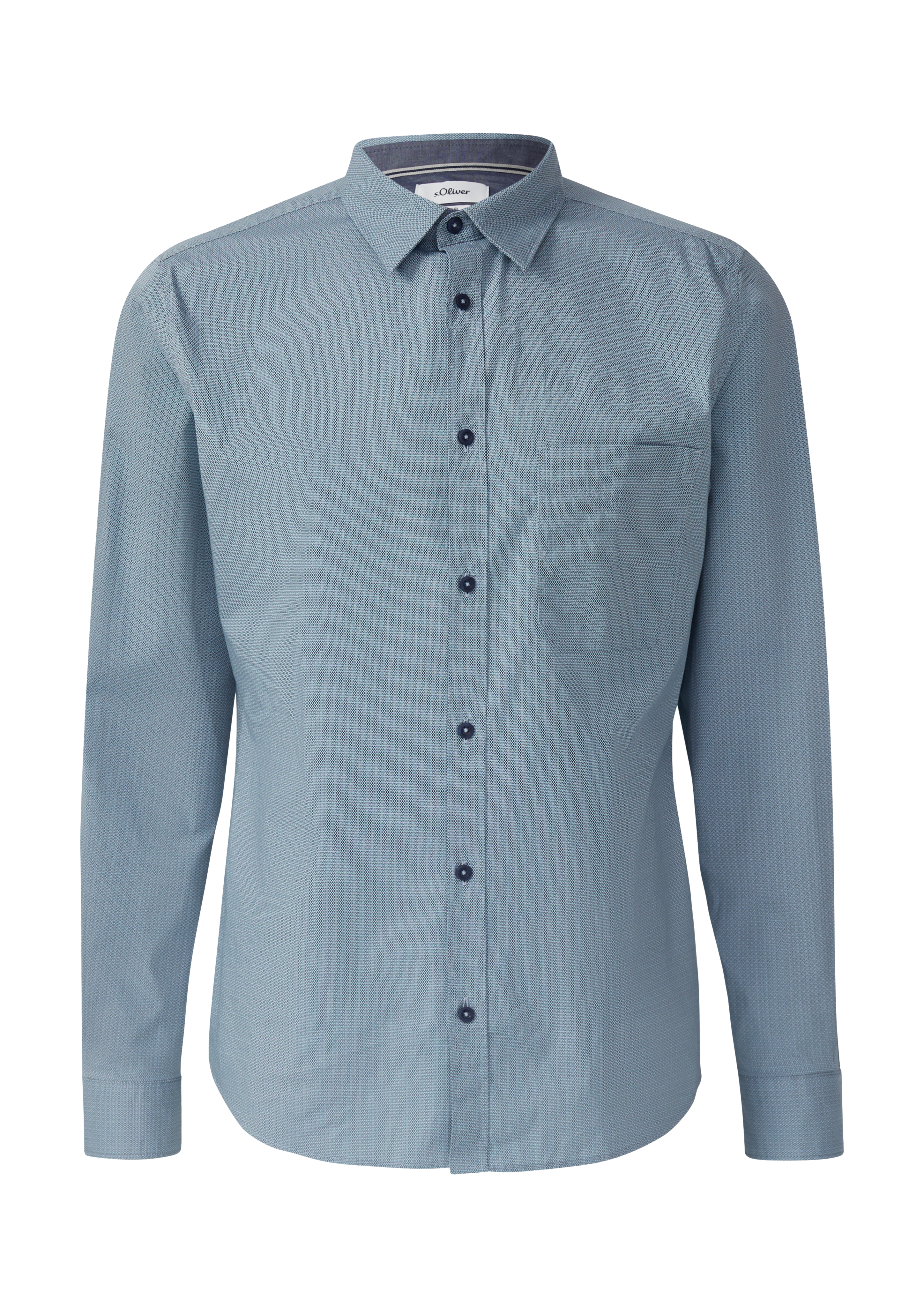Slim Fit: Fein gemustertes Baumwollhemd mit Kentkragen