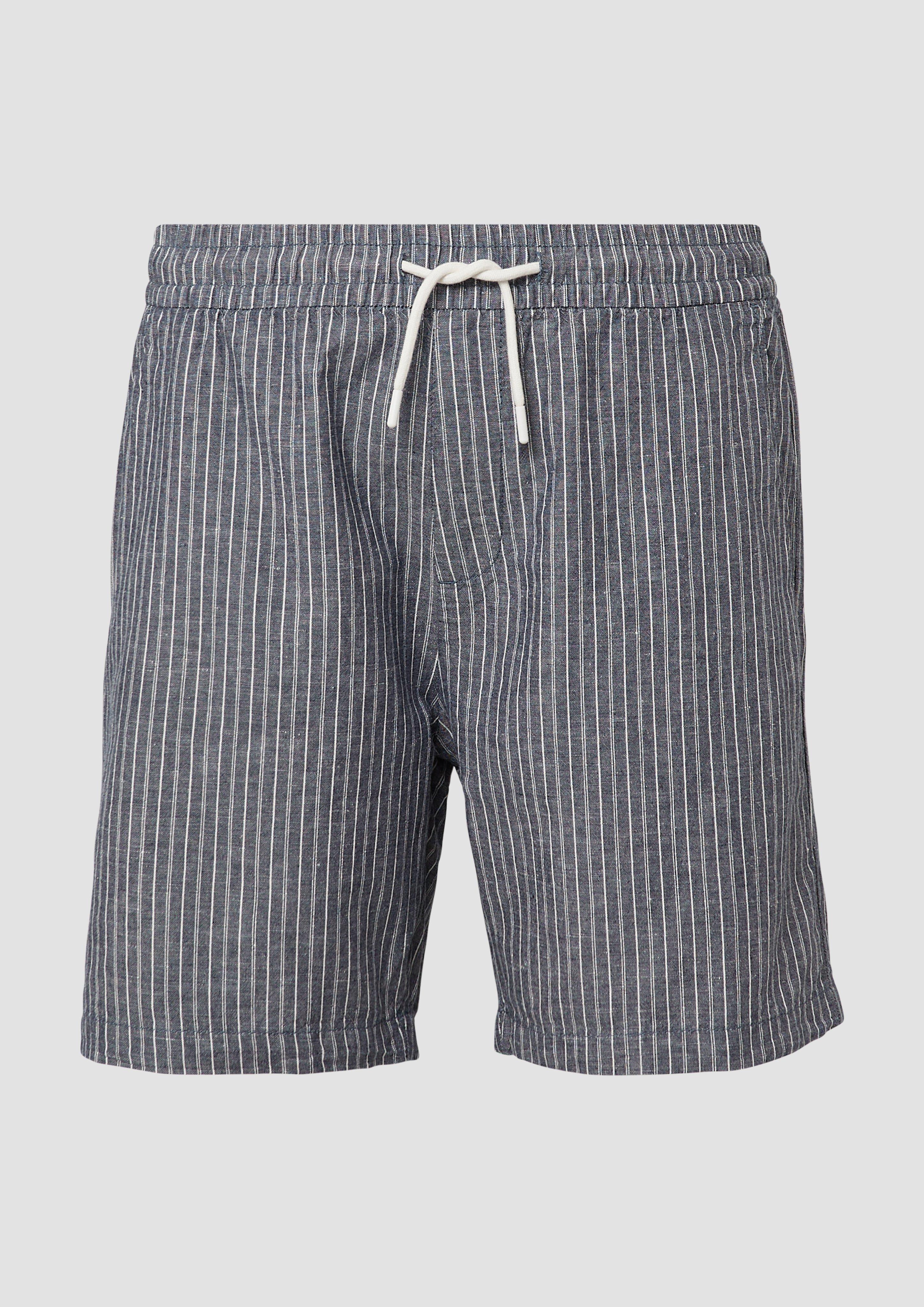 QS - Gestreifte Shorts aus Leinenmix, Herren, blau